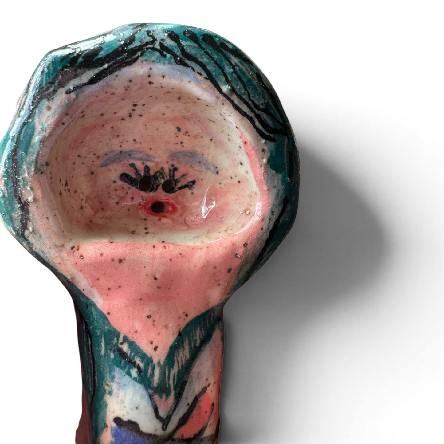 Handmade Stoneware Mermaid Pipe | Colorful Art Pipe | One of a Kind Ceramic Pipe