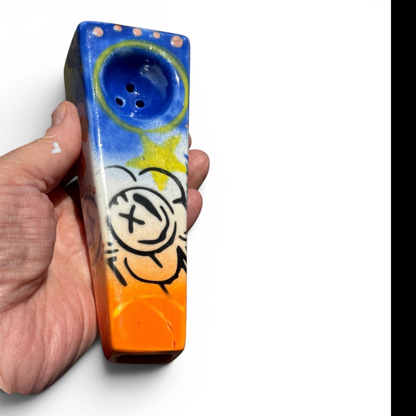 Graffiti Star Tobacco Pipe | Hand-Decorated Stoneware | Original Pop Art by Legend