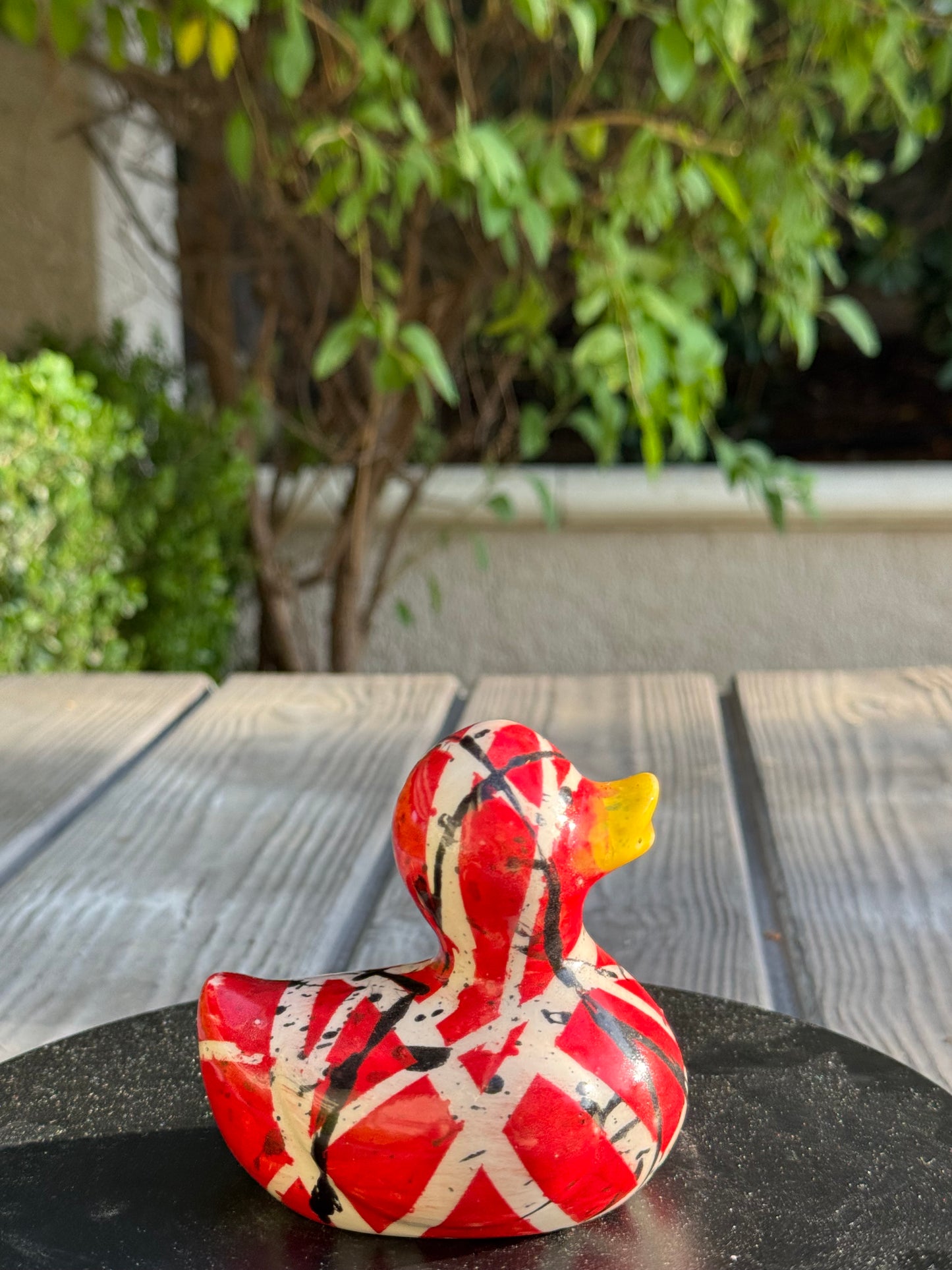 Striped Guitar Duck | Hand-Painted Pop Art Ceramic Duck | Original Rock Inspired Art by Legend