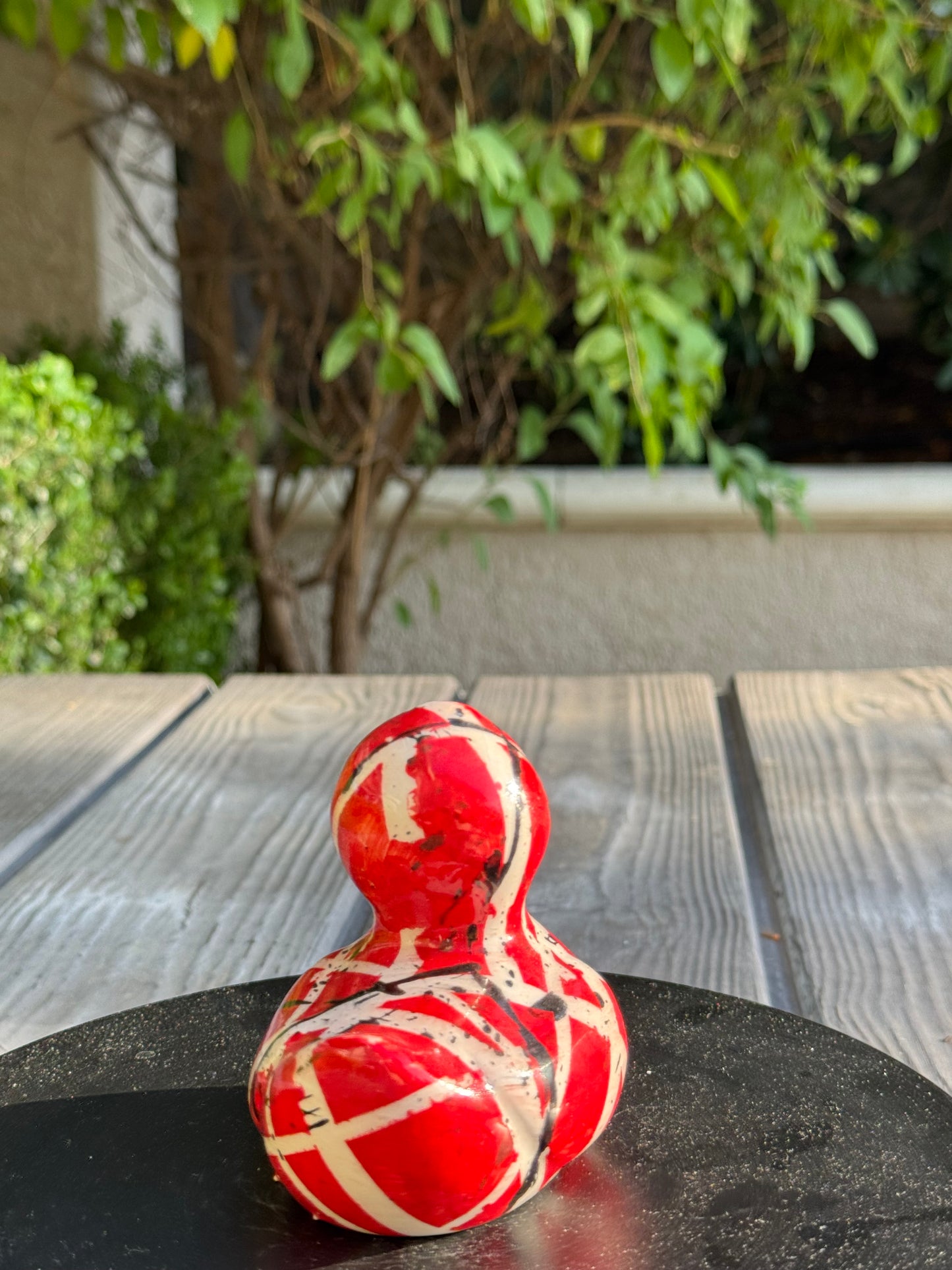 Striped Guitar Duck | Hand-Painted Pop Art Ceramic Duck | Original Rock Inspired Art by Legend