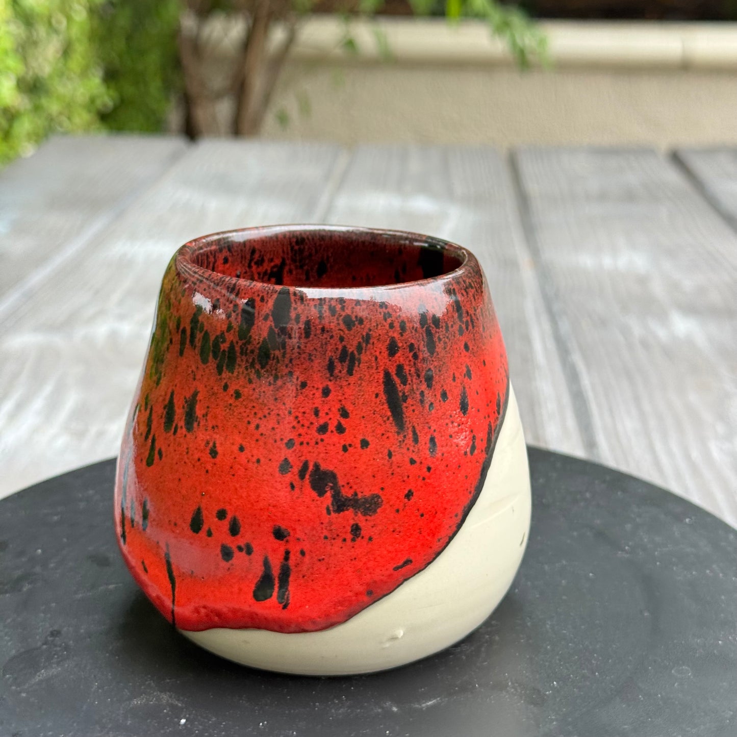 Dynasty Red & Black Tumbler | 10 oz Handmade Stoneware | Wheel-Thrown One of a Kind Pottery