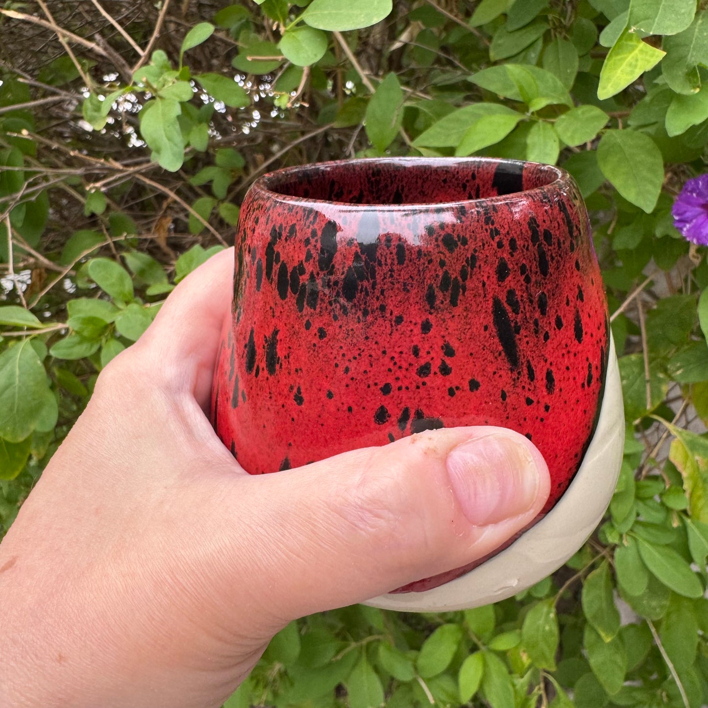 Dynasty Red & Black Tumbler | 10 oz Handmade Stoneware | Wheel-Thrown One of a Kind Pottery