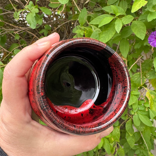 Dynasty Red & Black Tumbler | 10 oz Handmade Stoneware | Wheel-Thrown One of a Kind Pottery