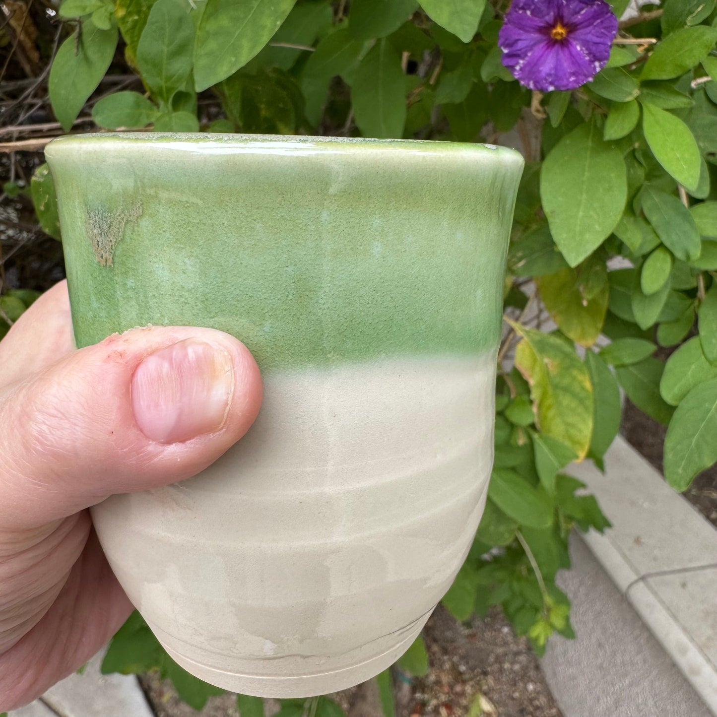 Sage Green Glaze | Wheel-Thrown Ceramic Tumbler 12oz | Handmade Stoneware by Stacia