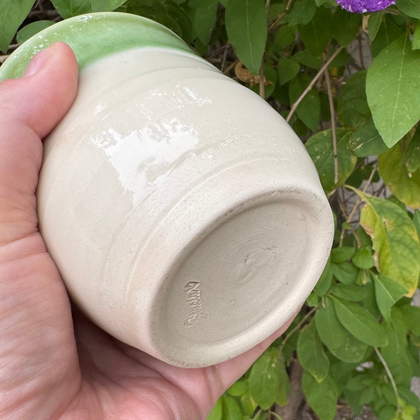 Sage Green Glaze | Wheel-Thrown Ceramic Tumbler 12oz | Handmade Stoneware by Stacia