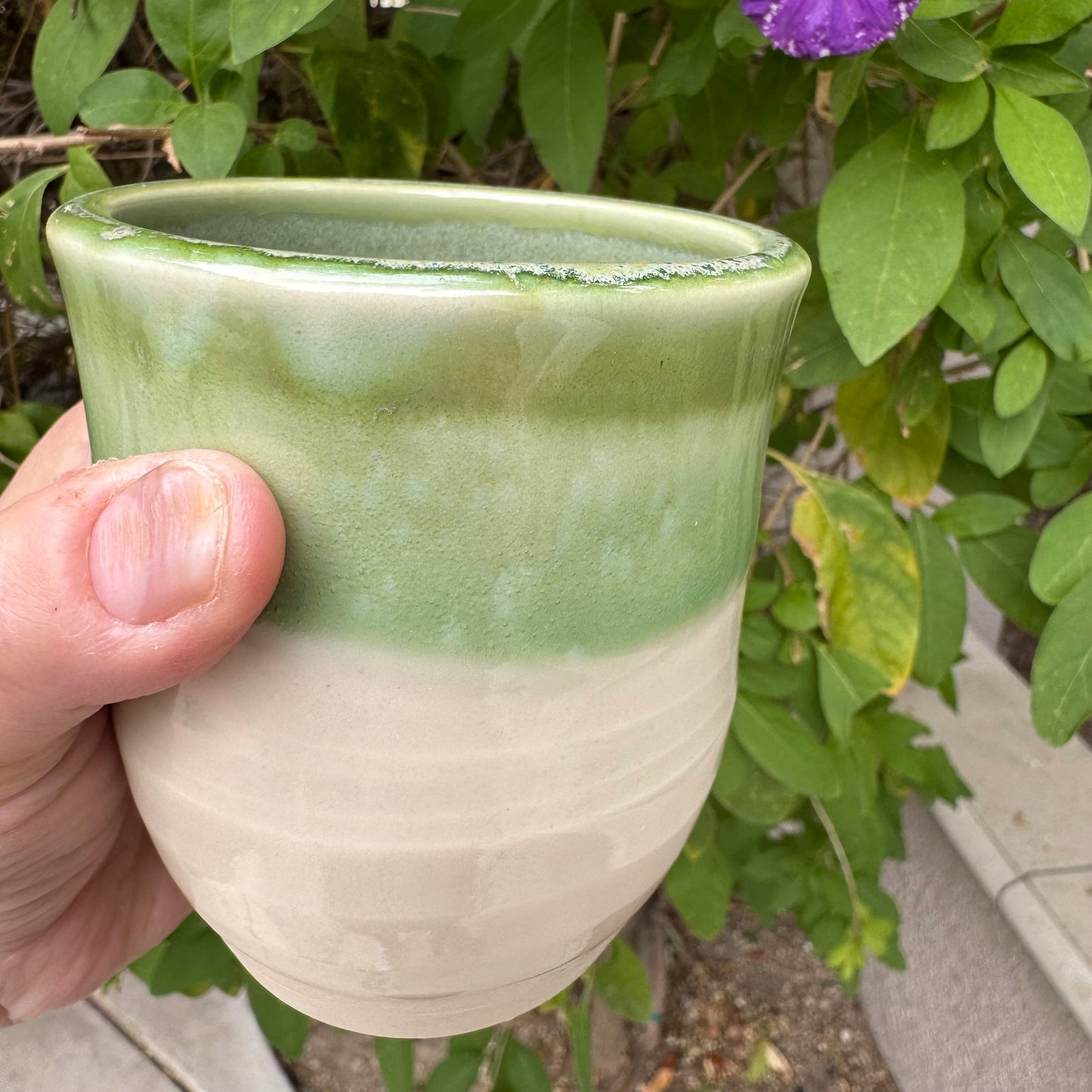 Sage Green Glaze | Wheel-Thrown Ceramic Tumbler 12oz | Handmade Stoneware by Stacia