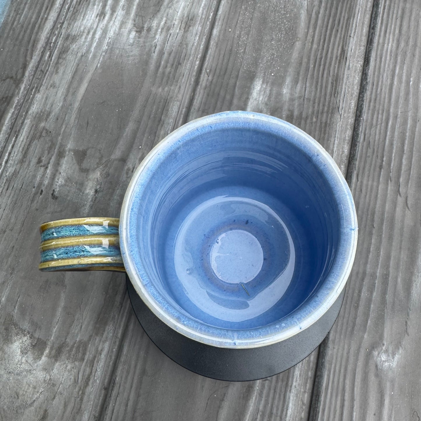 Castile Blue & Turkish Amber Mug | 16 oz Wheel Thrown Stoneware | Handmade Pottery Coffee Cup