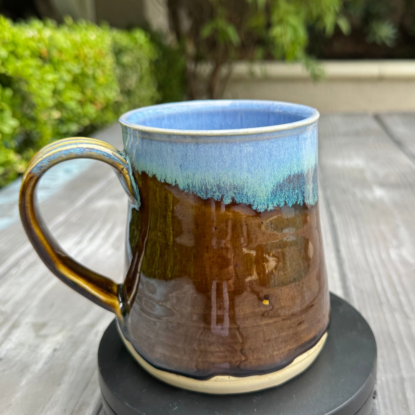Castile Blue & Turkish Amber Mug | 16 oz Wheel Thrown Stoneware | Handmade Pottery Coffee Cup