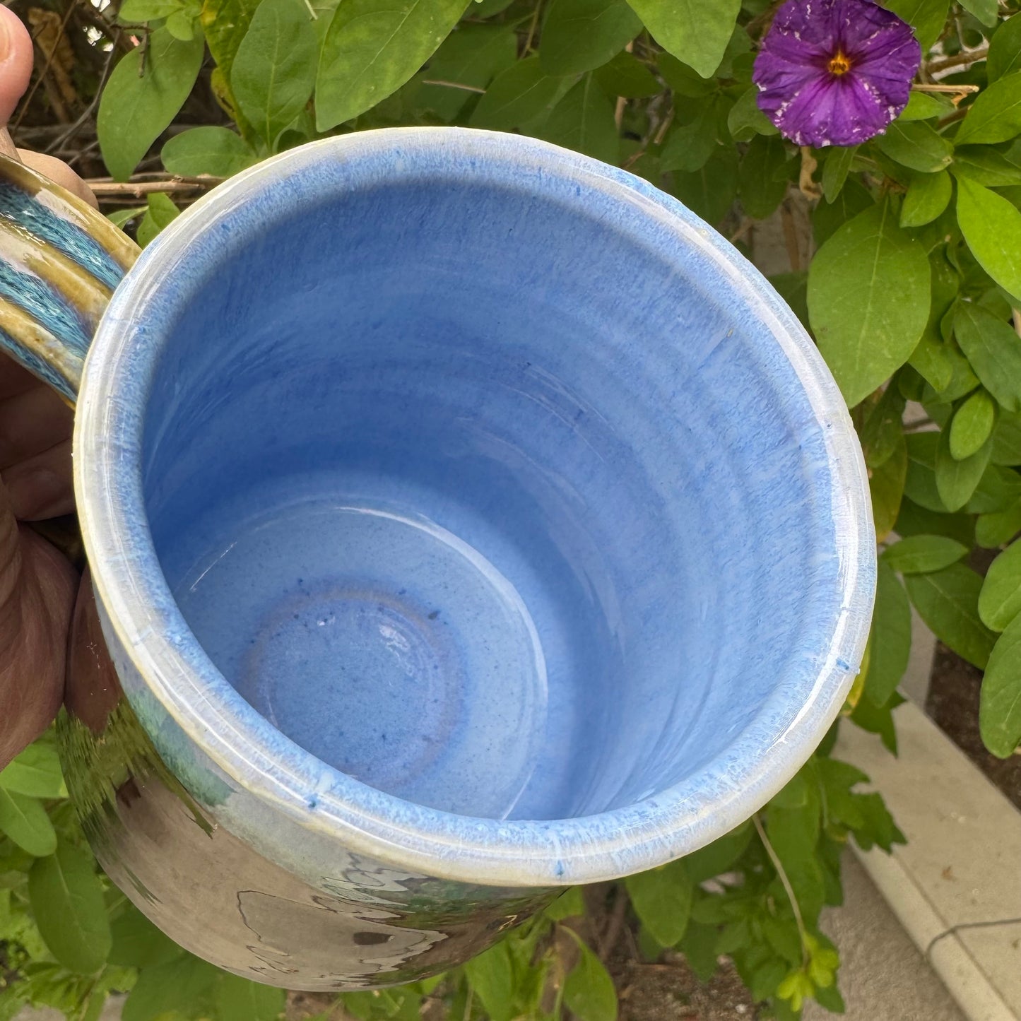 Castile Blue & Turkish Amber Mug | 16 oz Wheel Thrown Stoneware | Handmade Pottery Coffee Cup