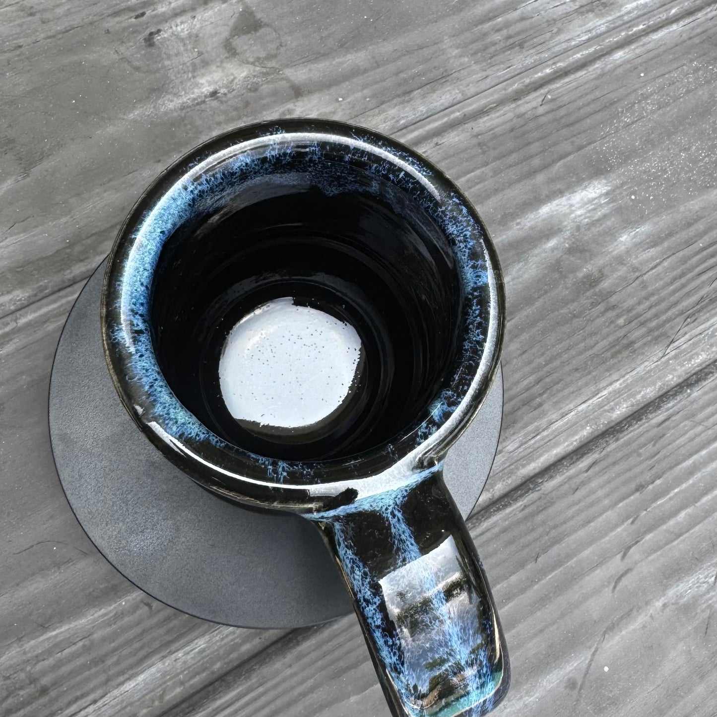 Seaspray & High Gloss Black Mug No 02 | 12 oz Wheel Thrown Stoneware | Handmade Pottery Coffee Cup (Copy)
