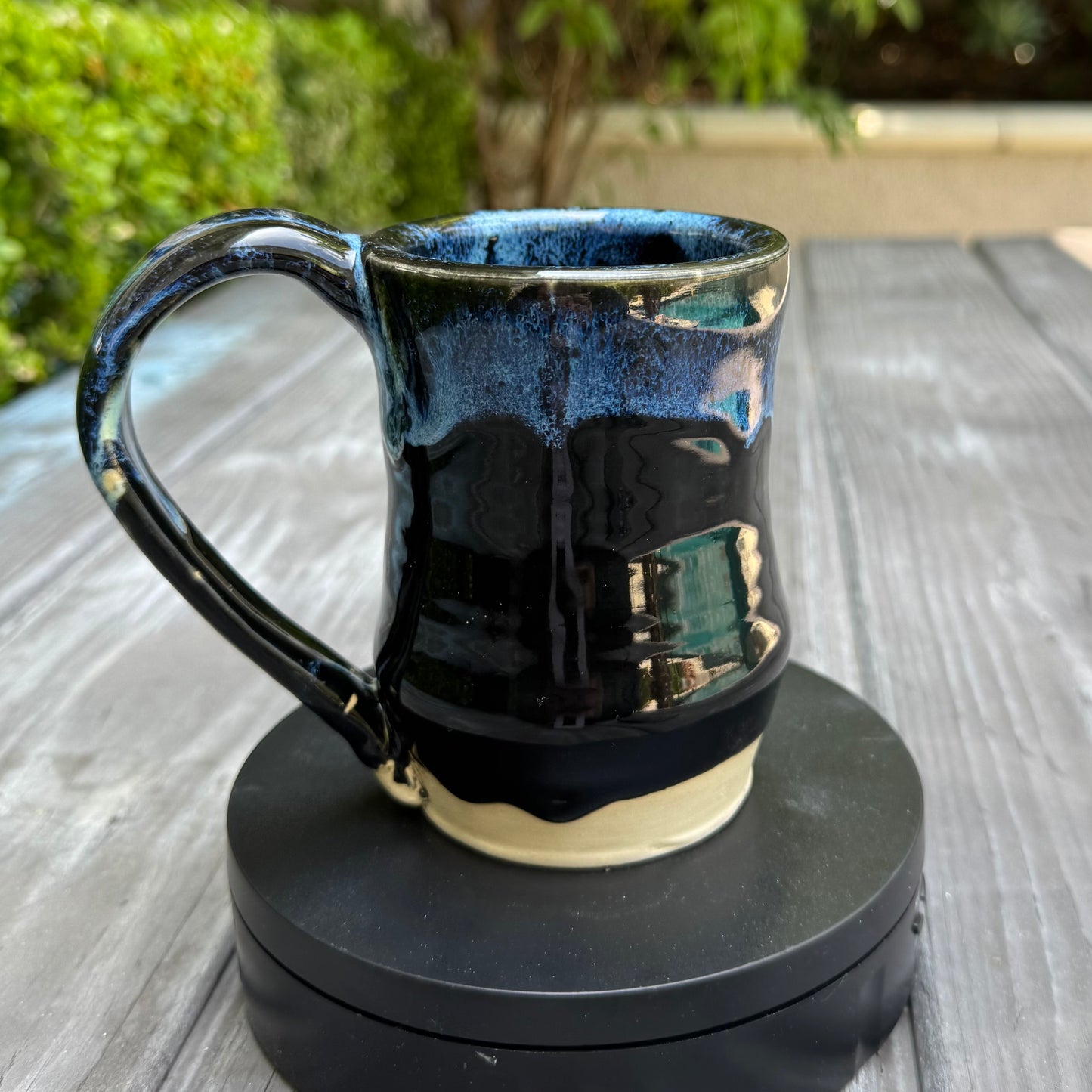 Seaspray & High Gloss Black Mug No 02 | 12 oz Wheel Thrown Stoneware | Handmade Pottery Coffee Cup (Copy)