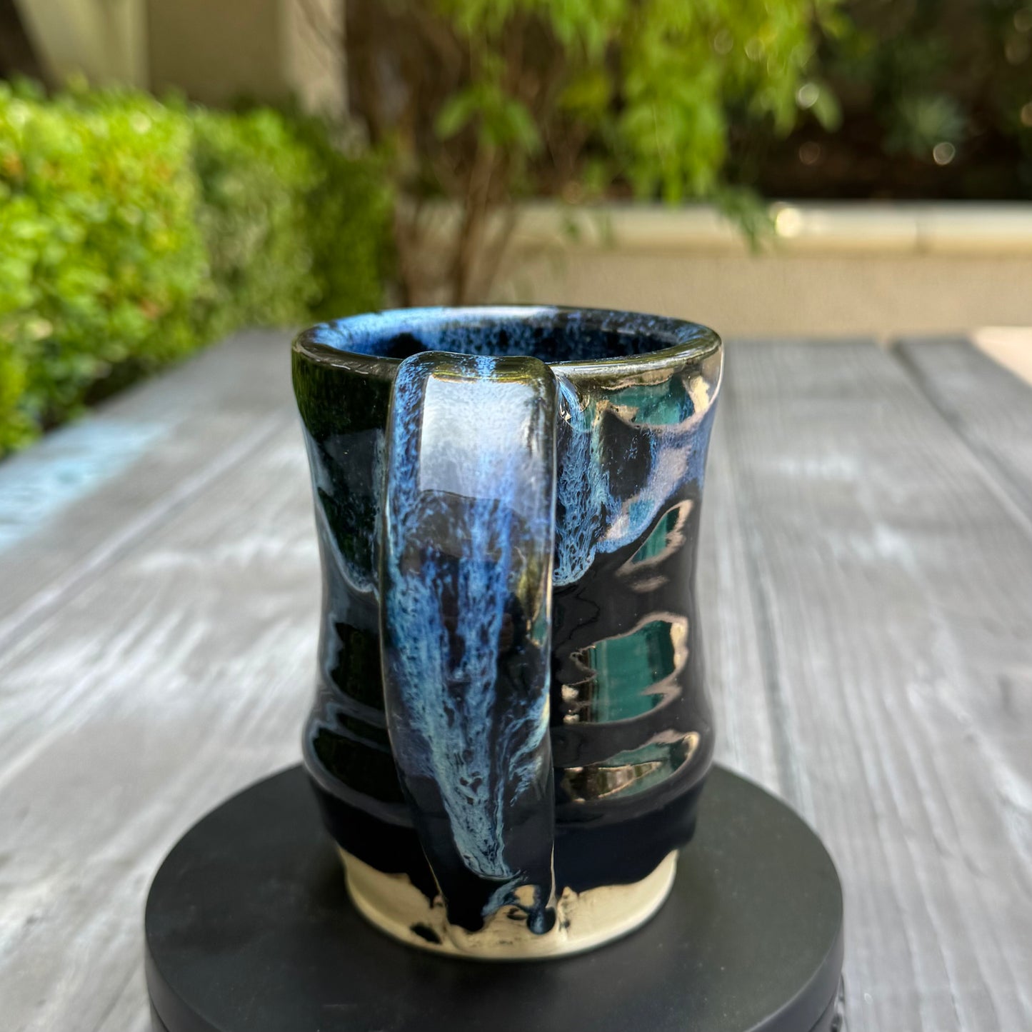 Seaspray & High Gloss Black Mug No 02 | 12 oz Wheel Thrown Stoneware | Handmade Pottery Coffee Cup (Copy)