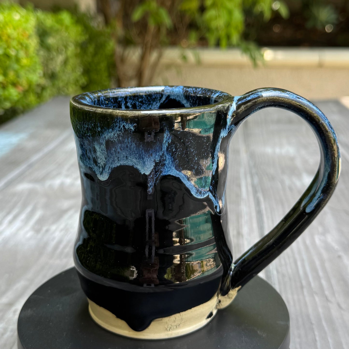 Seaspray & High Gloss Black Mug No 02 | 12 oz Wheel Thrown Stoneware | Handmade Pottery Coffee Cup (Copy)