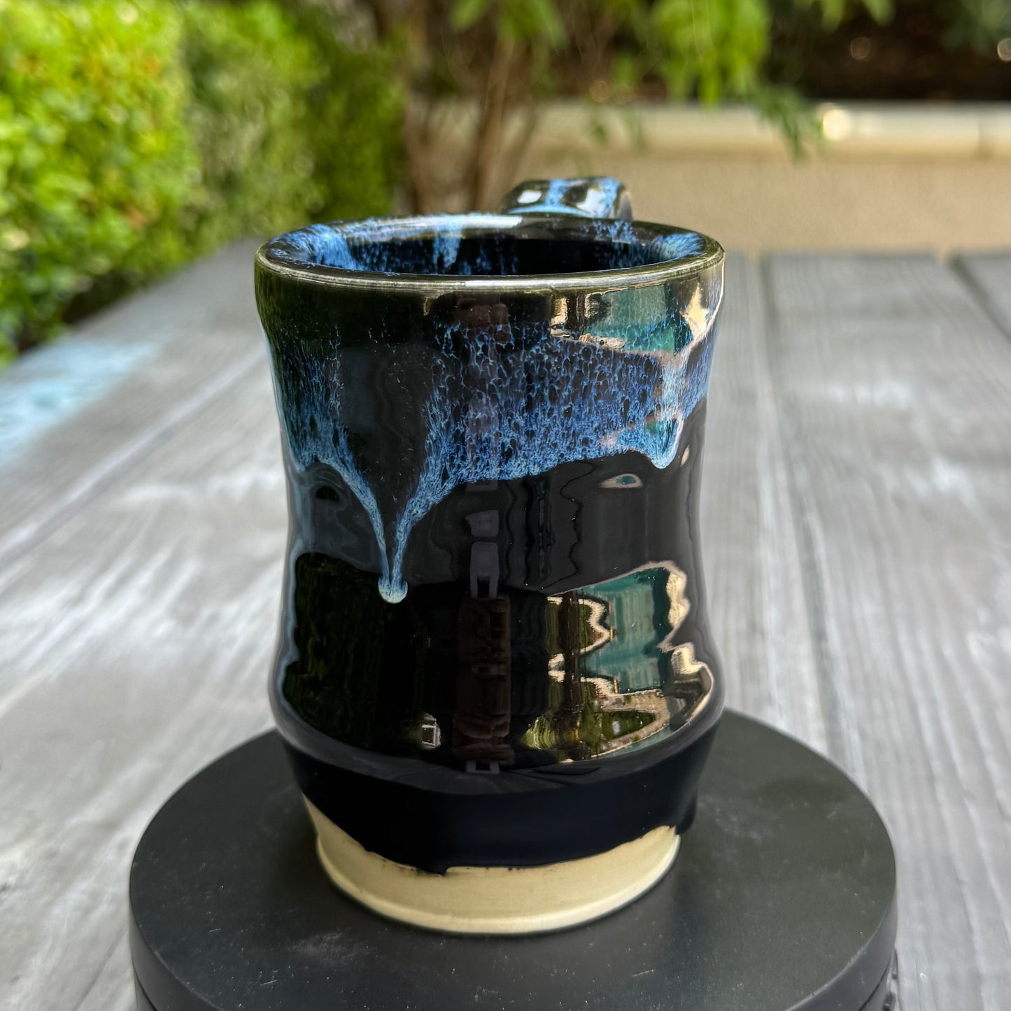 Seaspray & High Gloss Black Mug No 02 | 12 oz Wheel Thrown Stoneware | Handmade Pottery Coffee Cup (Copy)
