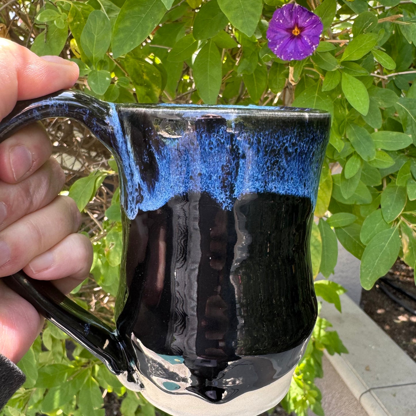Seaspray & High Gloss Black Mug No 02 | 12 oz Wheel Thrown Stoneware | Handmade Pottery Coffee Cup (Copy)