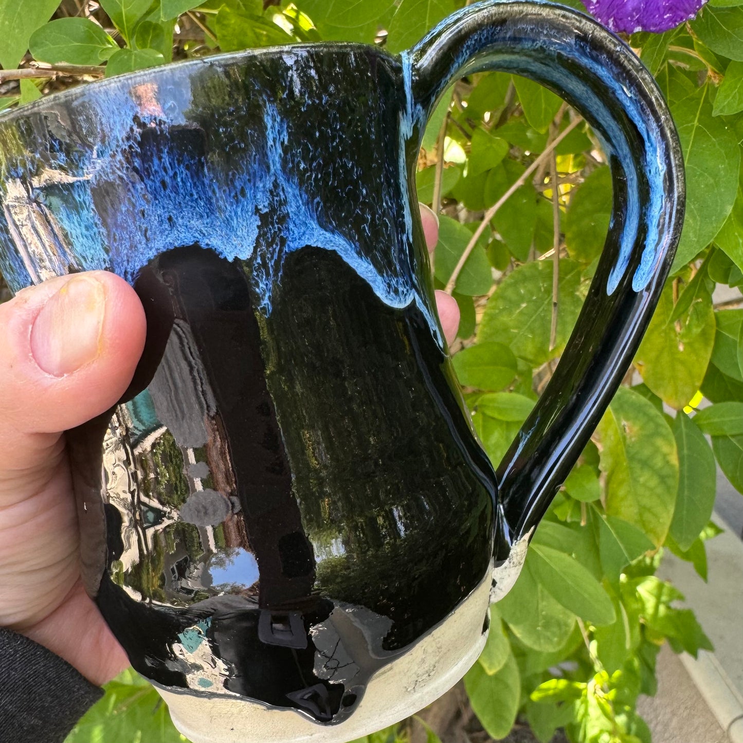 Seaspray & High Gloss Black Mug No 02 | 12 oz Wheel Thrown Stoneware | Handmade Pottery Coffee Cup (Copy)