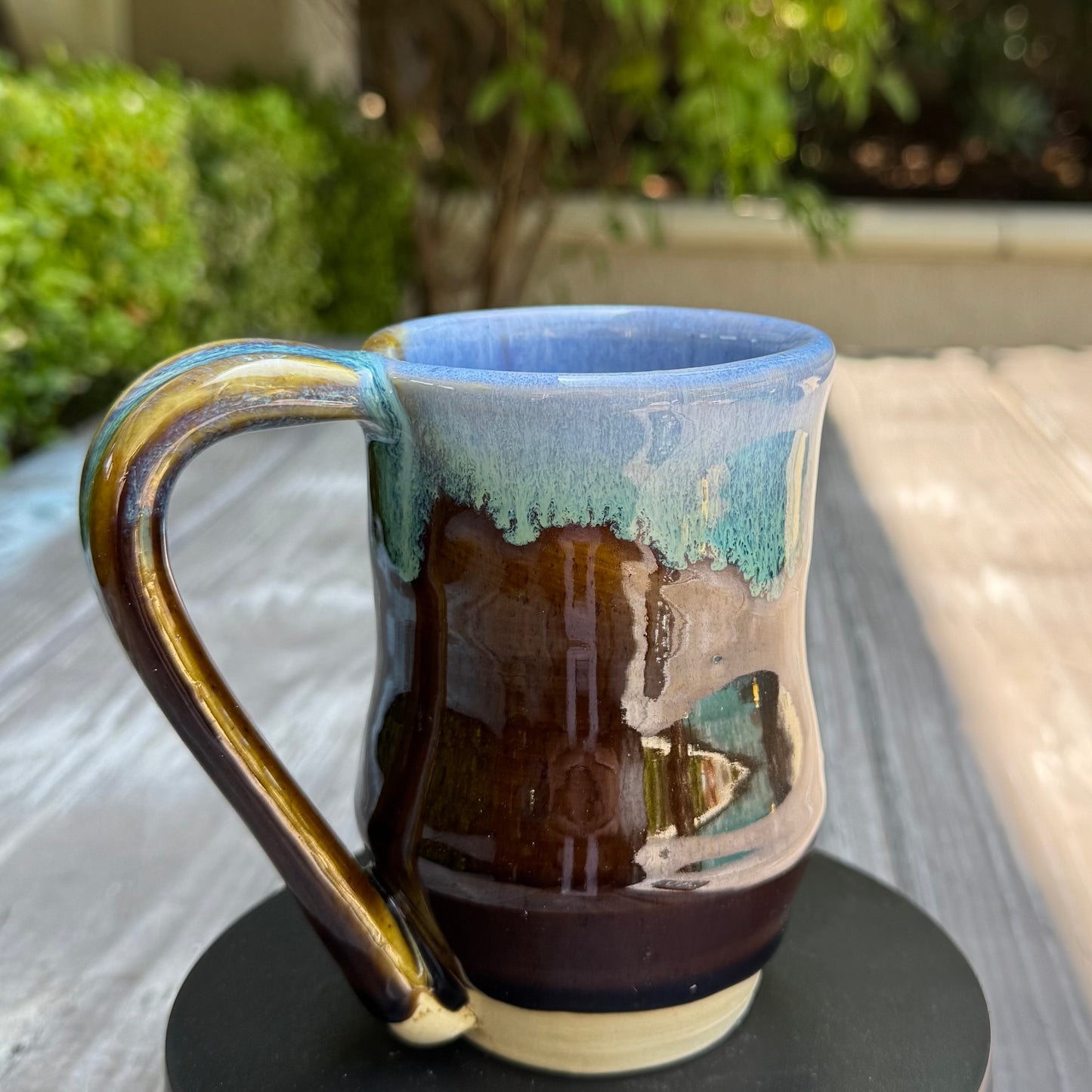 Castile Blue & Turkish Amber Mug | 12 oz Wheel Thrown Stoneware | Handmade Pottery Coffee Cup