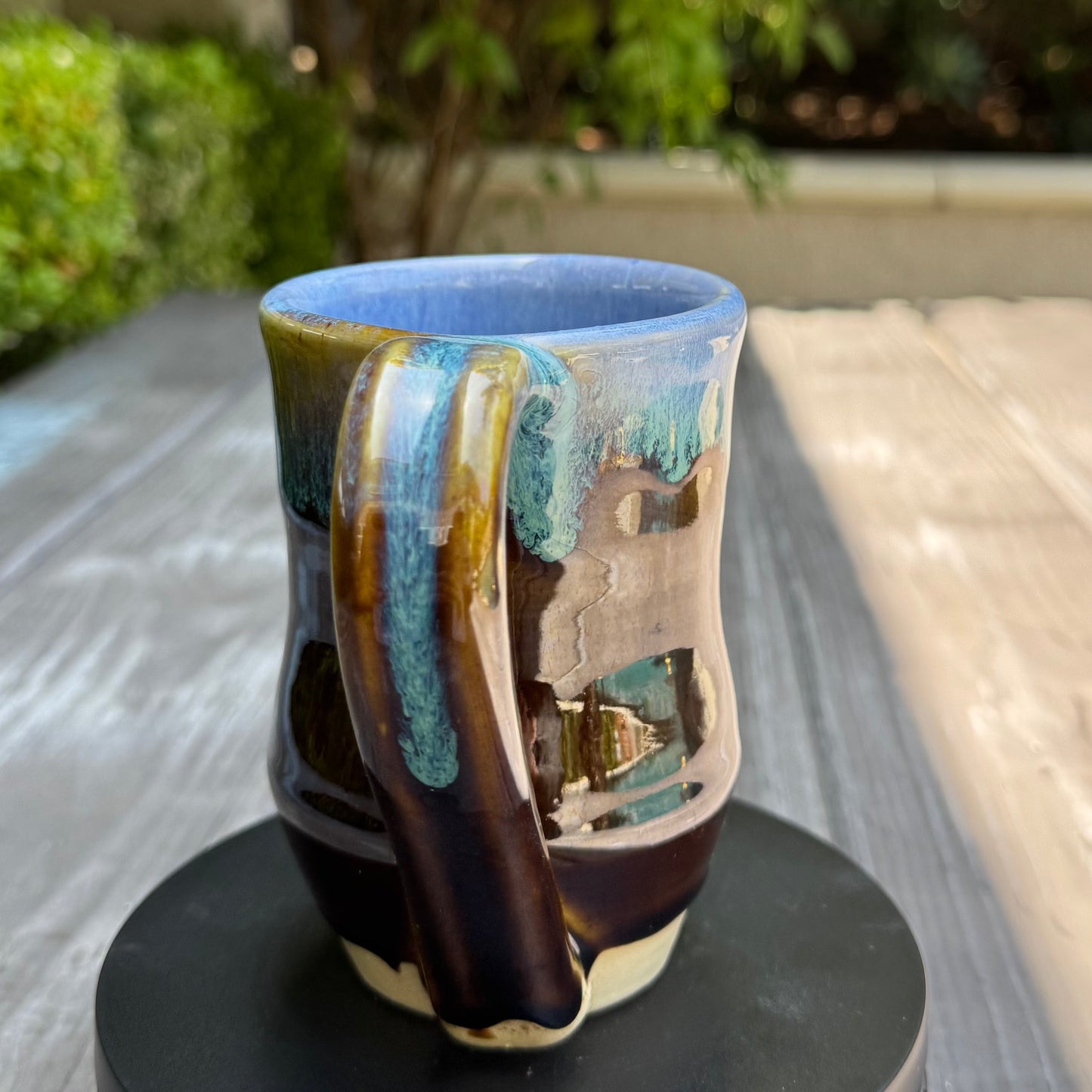 Castile Blue & Turkish Amber Mug | 12 oz Wheel Thrown Stoneware | Handmade Pottery Coffee Cup