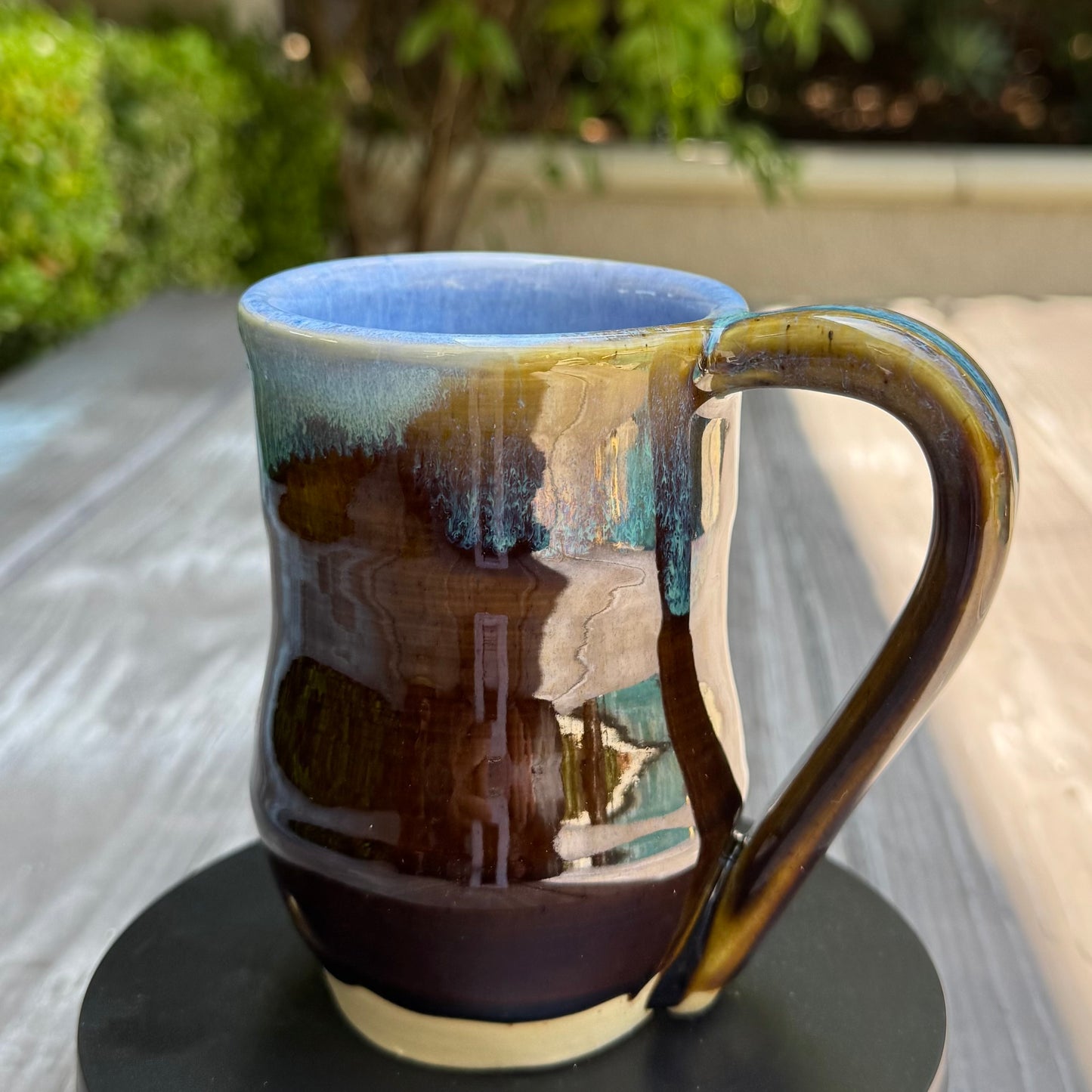 Castile Blue & Turkish Amber Mug | 12 oz Wheel Thrown Stoneware | Handmade Pottery Coffee Cup
