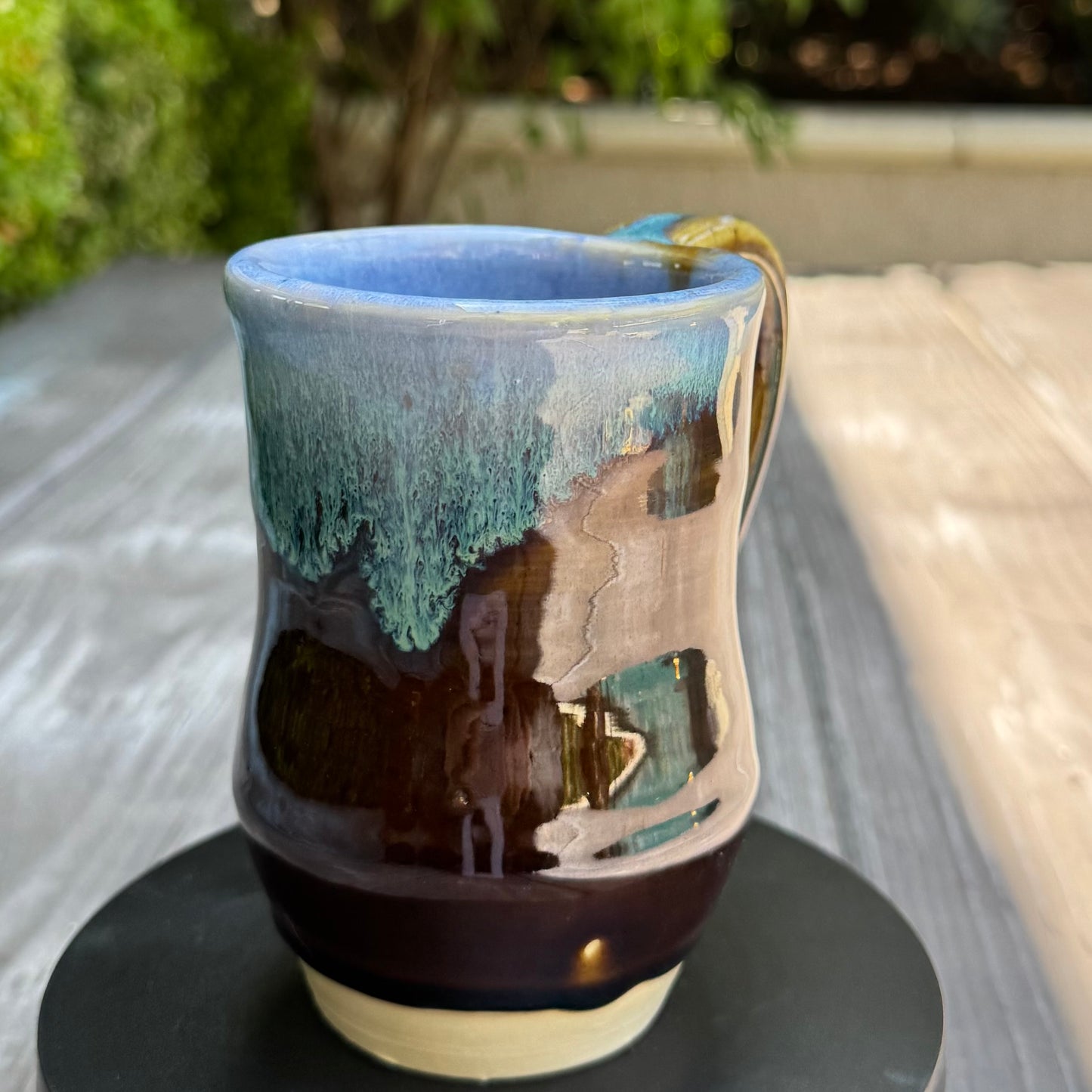 Castile Blue & Turkish Amber Mug | 12 oz Wheel Thrown Stoneware | Handmade Pottery Coffee Cup