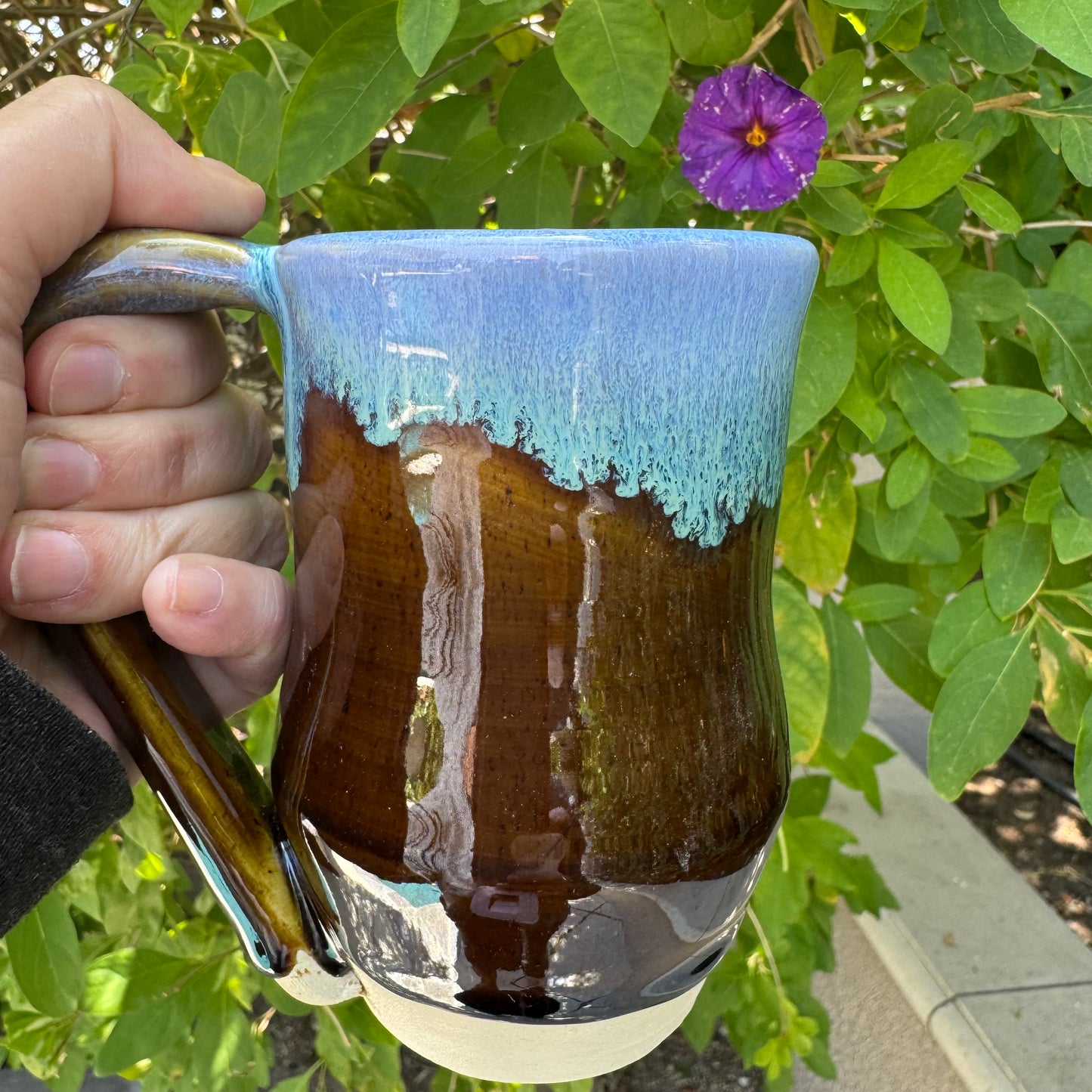 Castile Blue & Turkish Amber Mug | 12 oz Wheel Thrown Stoneware | Handmade Pottery Coffee Cup