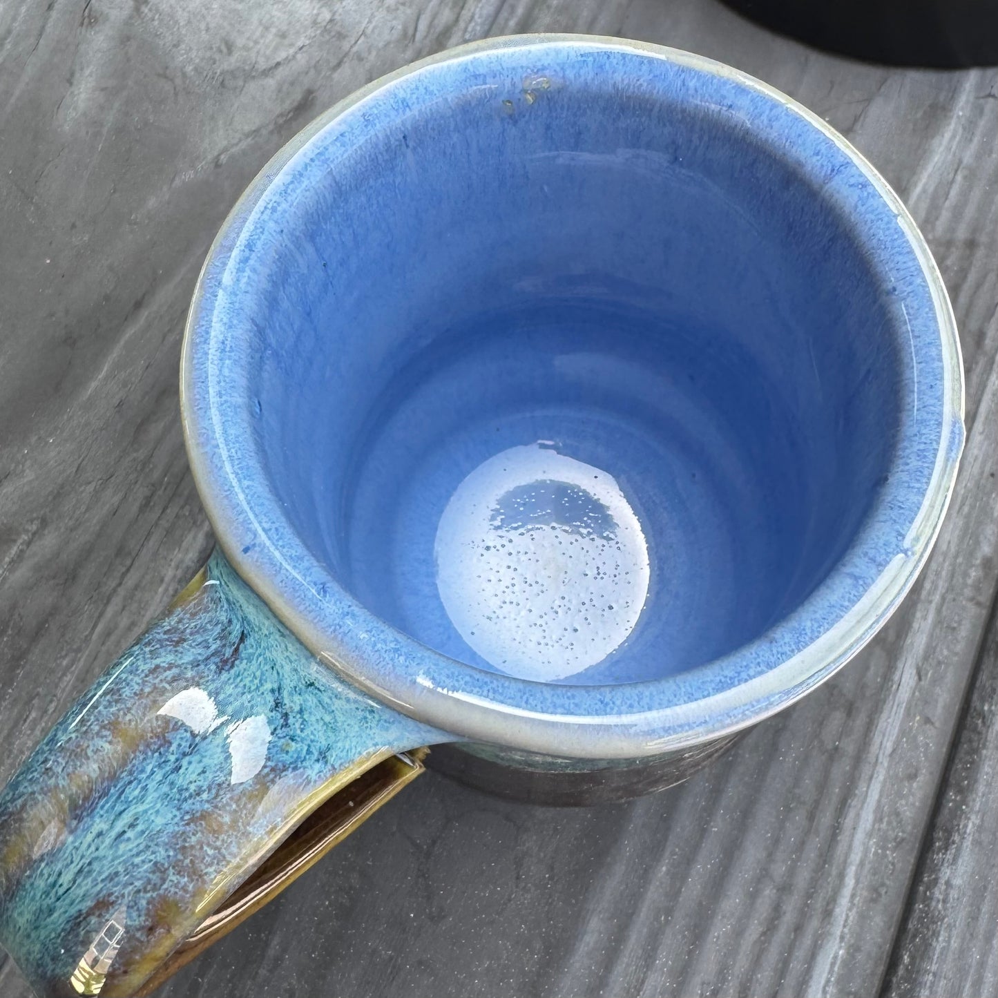 Castile Blue & Turkish Amber Mug No 2 | 12 oz Wheel Thrown Stoneware | Handmade Pottery Coffee Cup (Copy)