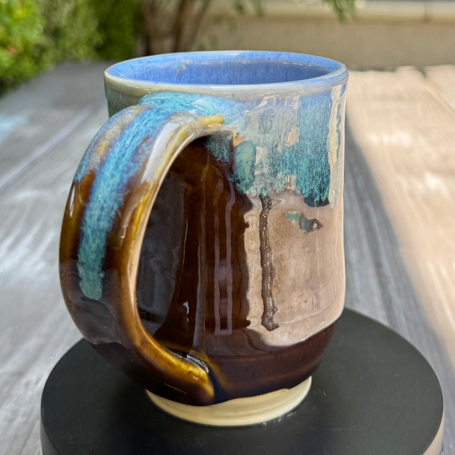 Castile Blue & Turkish Amber Mug No 2 | 12 oz Wheel Thrown Stoneware | Handmade Pottery Coffee Cup (Copy)