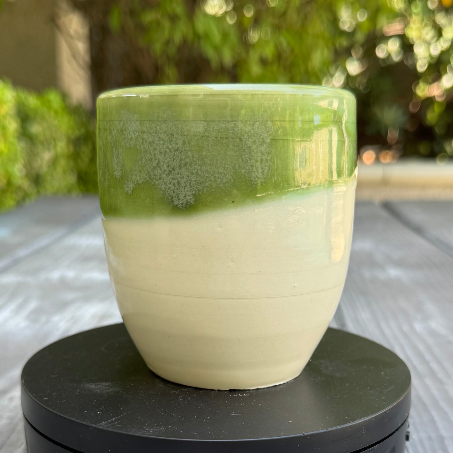Mossy Green & Cream Mug | Wheel Thrown Stoneware | Handmade Pottery Coffee Cup