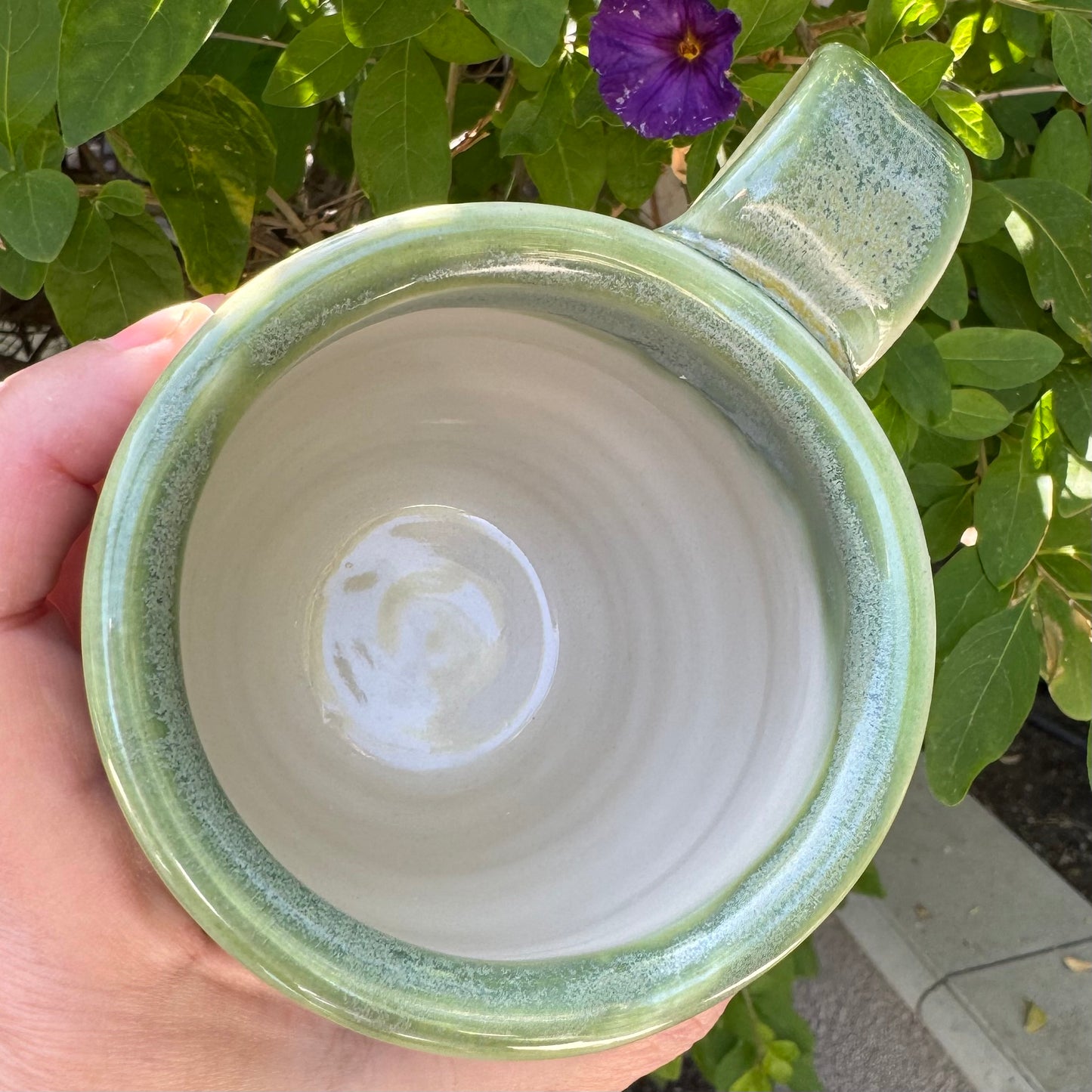 Mossy Green & Cream Mug | Wheel Thrown Stoneware | Handmade Pottery Coffee Cup