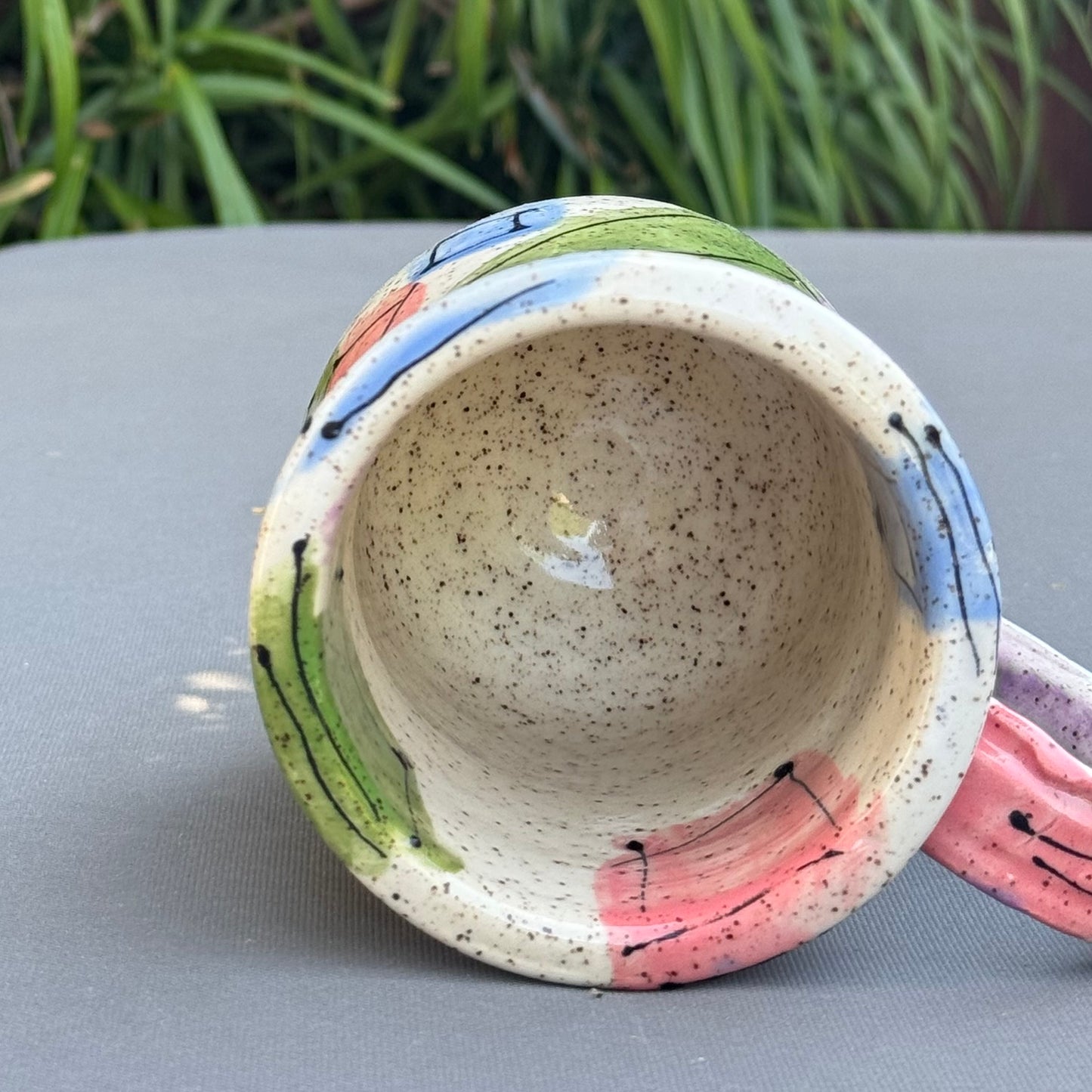 Hand-Thrown Stoneware Mug — Geometric Art Pastel