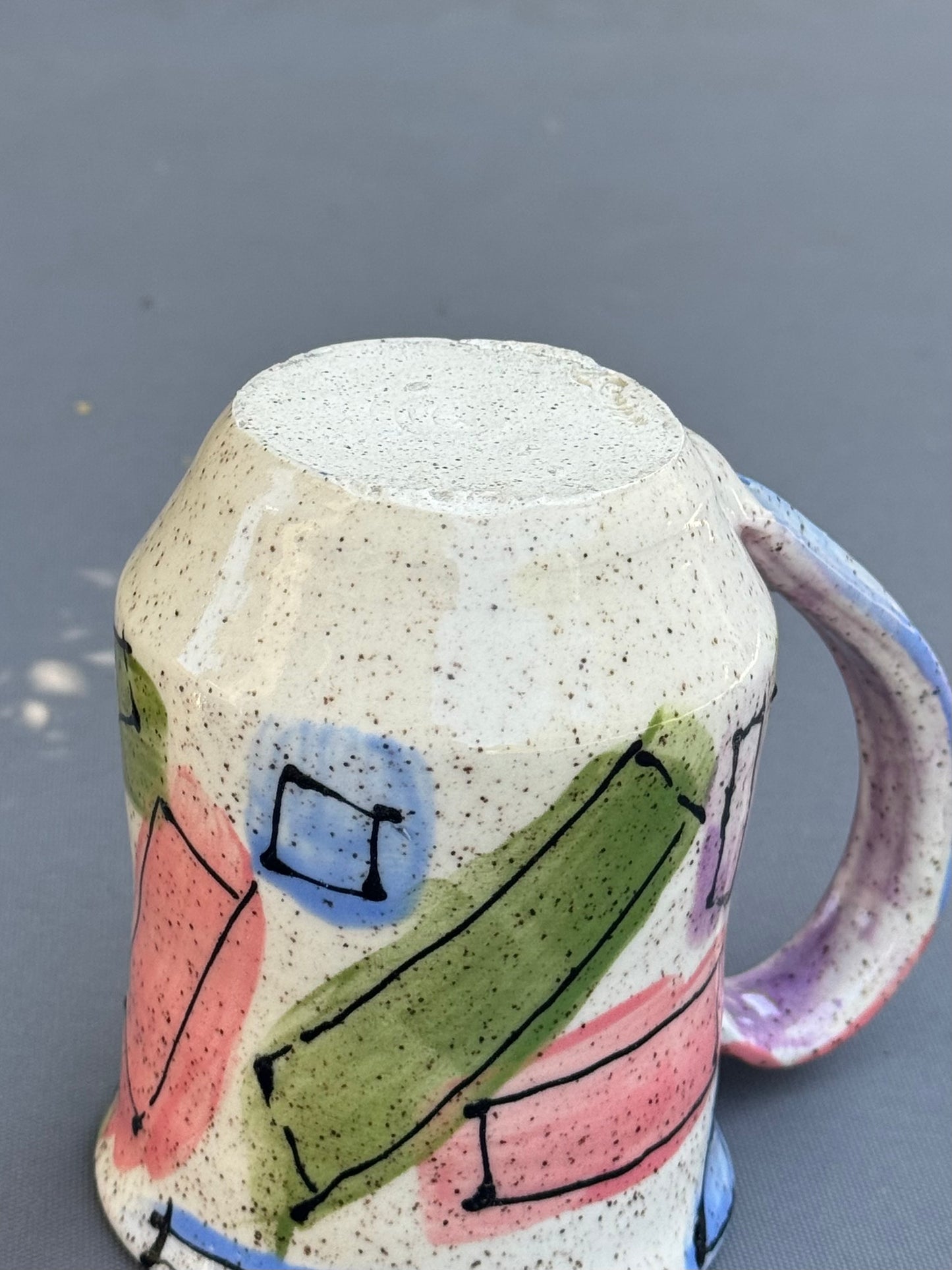 Hand-Thrown Stoneware Mug — Geometric Art Pastel