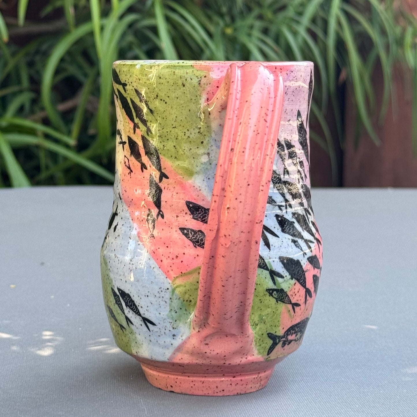 Hand-Thrown Stoneware Mug — Mermaid & Fish