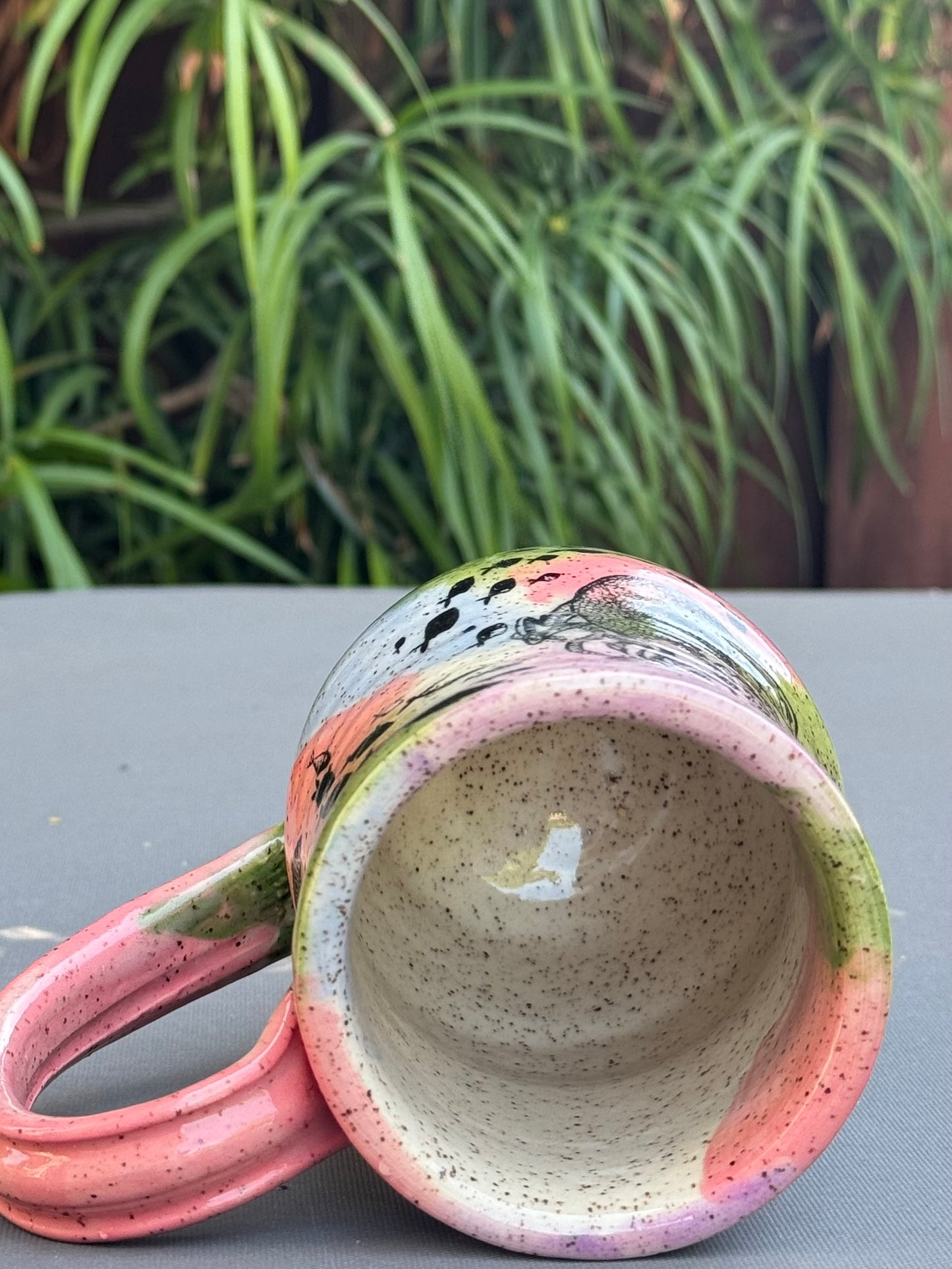 Hand-Thrown Stoneware Mug — Mermaid & Fish