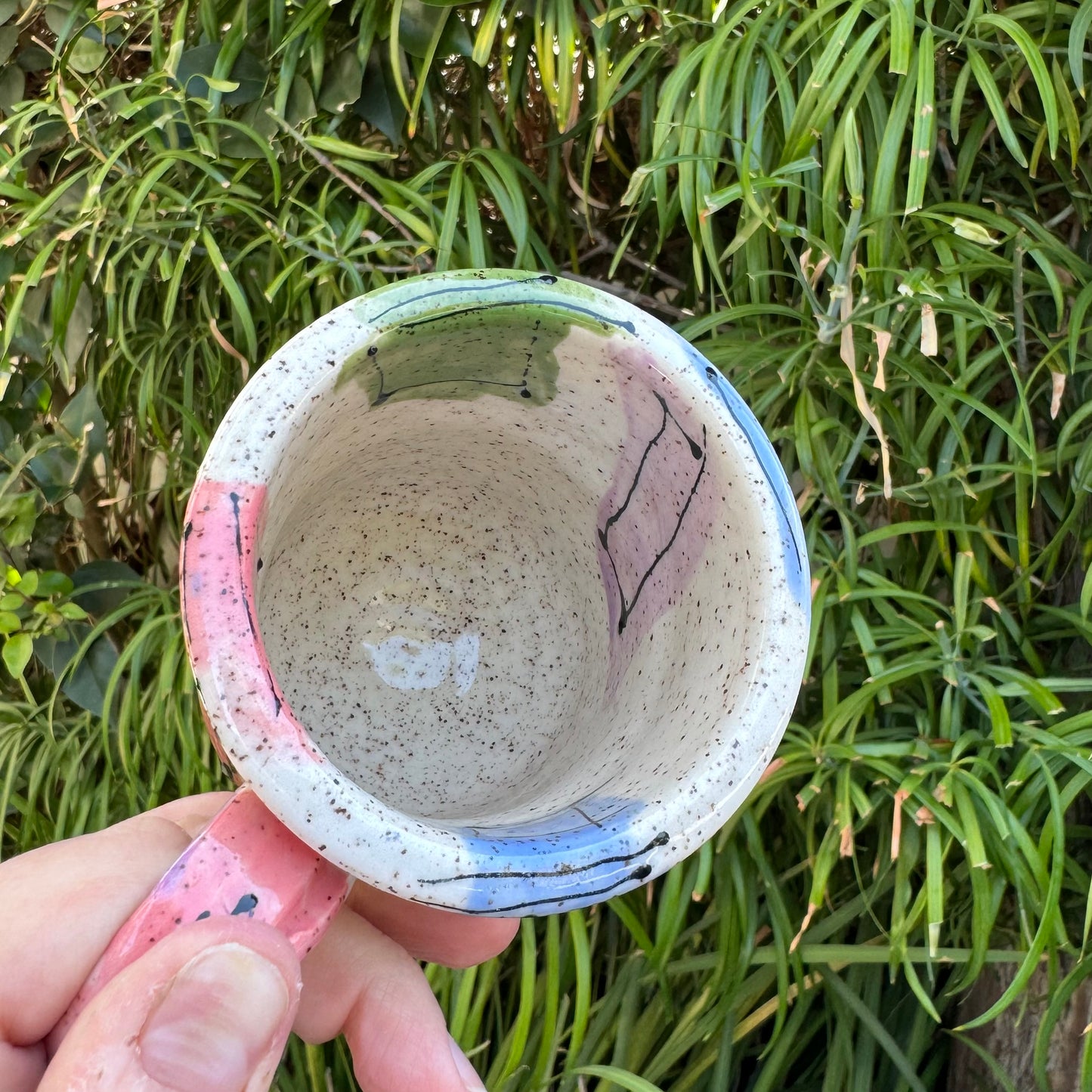 Hand-Thrown Stoneware Mug — Geometric Art Pastel