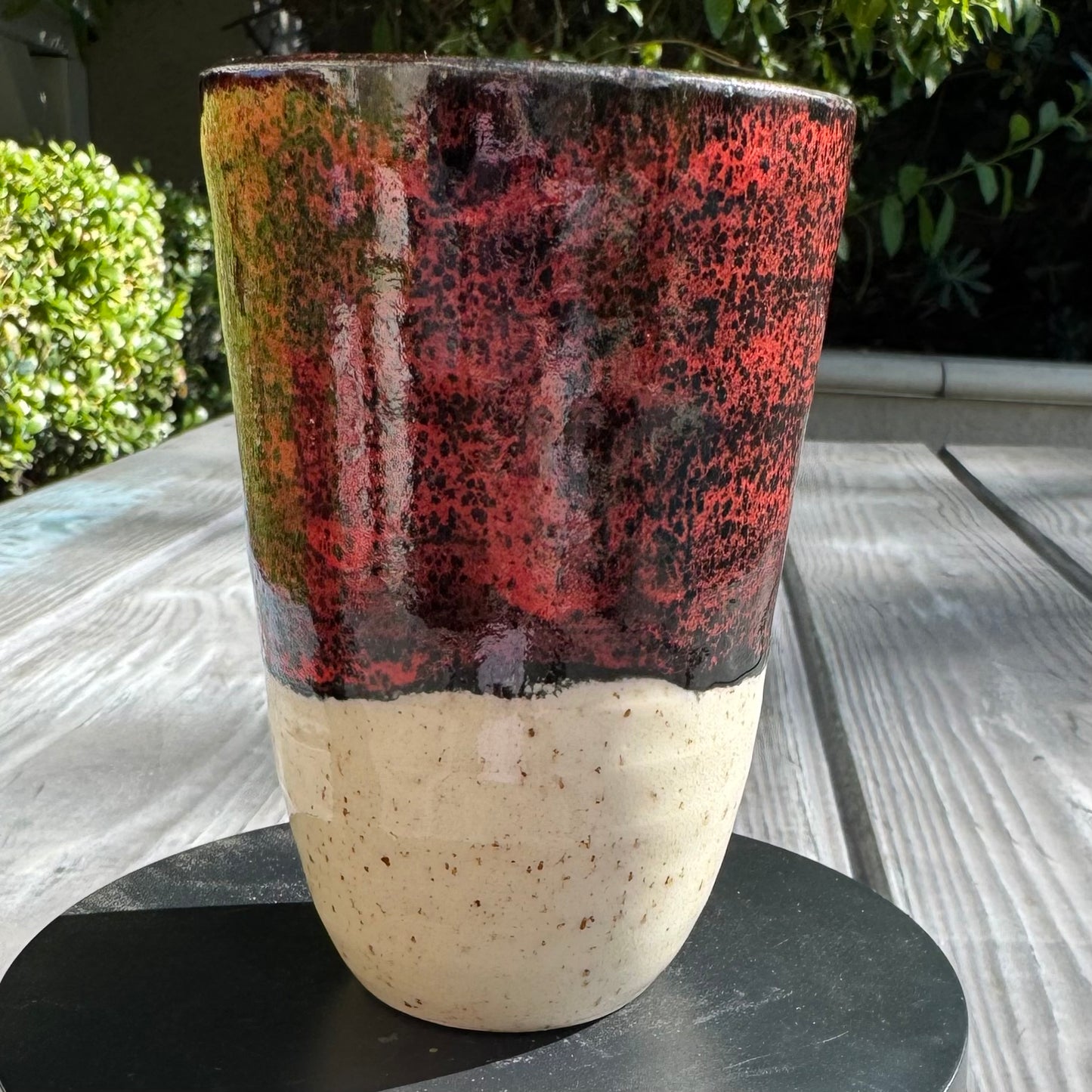 Handmade Red & Black Stoneware Tumbler