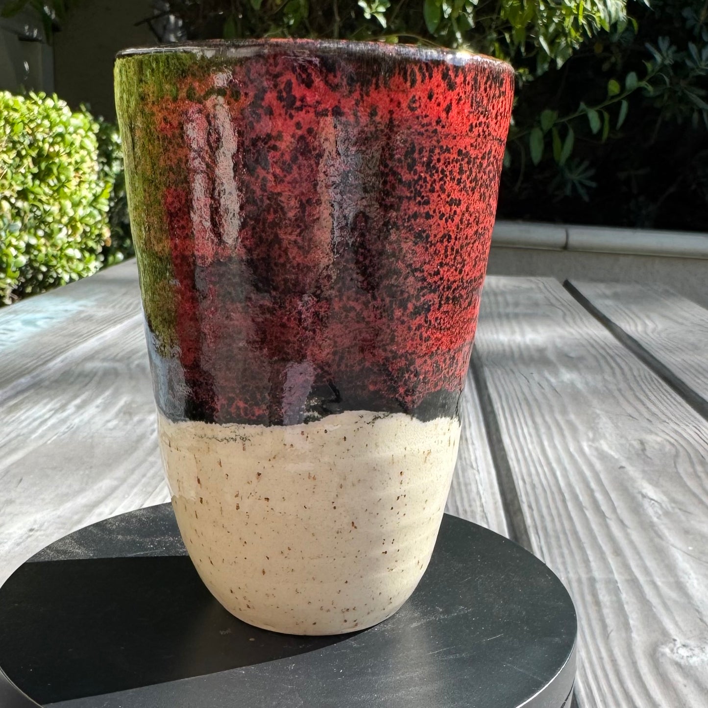 Handmade Red & Black Stoneware Tumbler