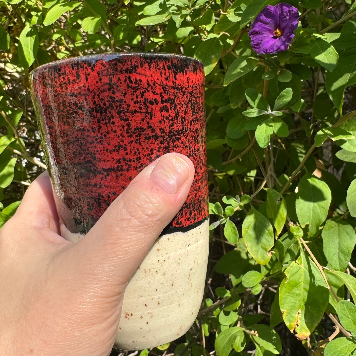 Handmade Red & Black Stoneware Tumbler
