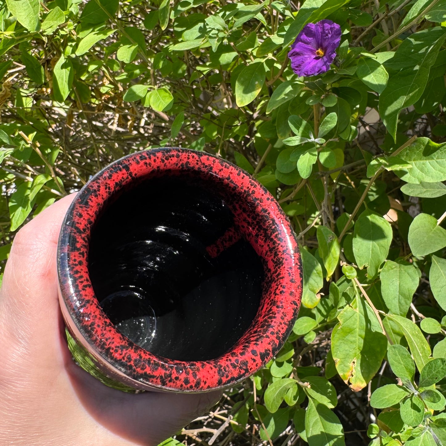 Handmade Red & Black Stoneware Tumbler