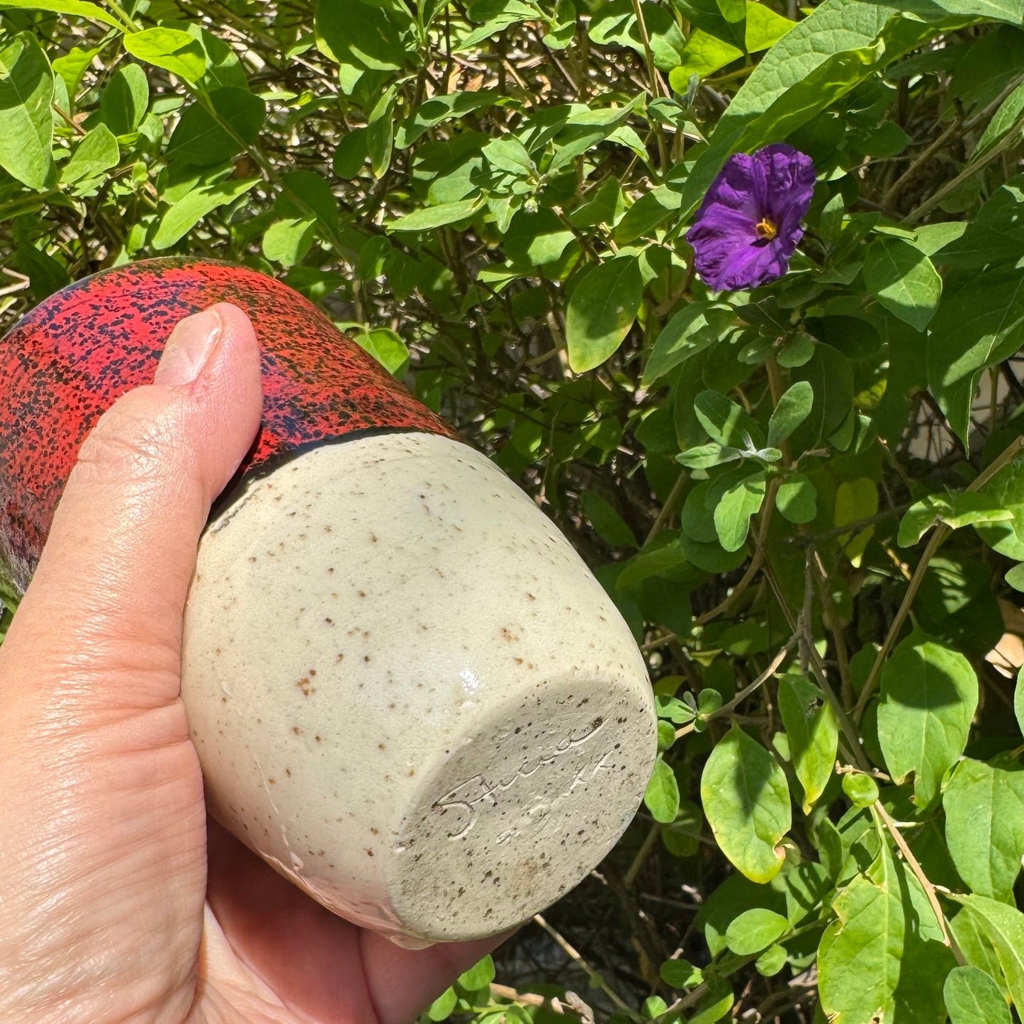 Handmade Red & Black Stoneware Tumbler