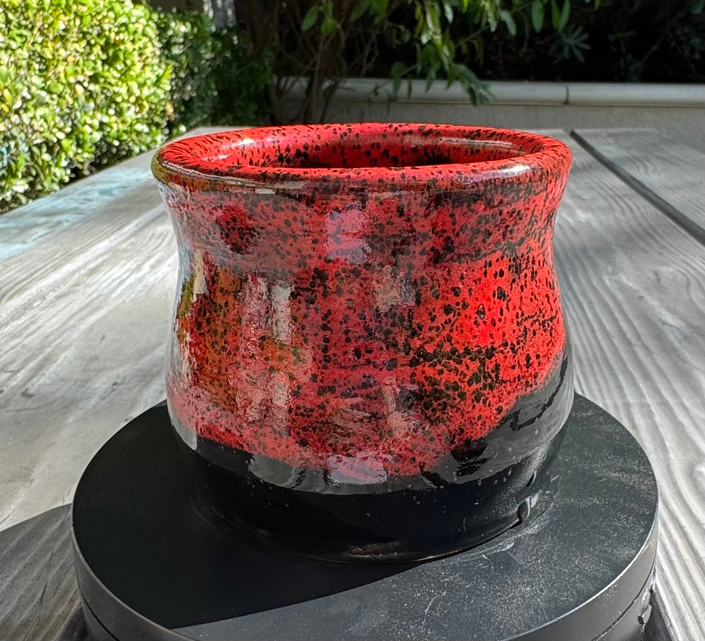 Red & Black Handmade Stoneware Tumbler | 12 oz Rustic Ceramic Cup
