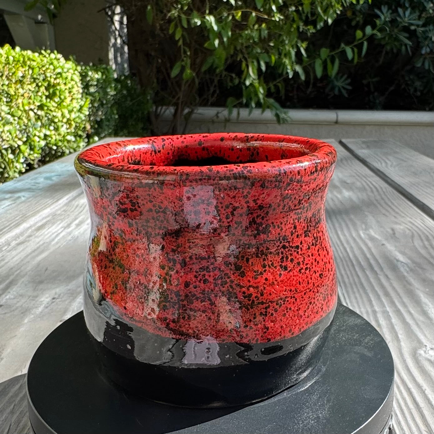 Red & Black Handmade Stoneware Tumbler | 12 oz Rustic Ceramic Cup