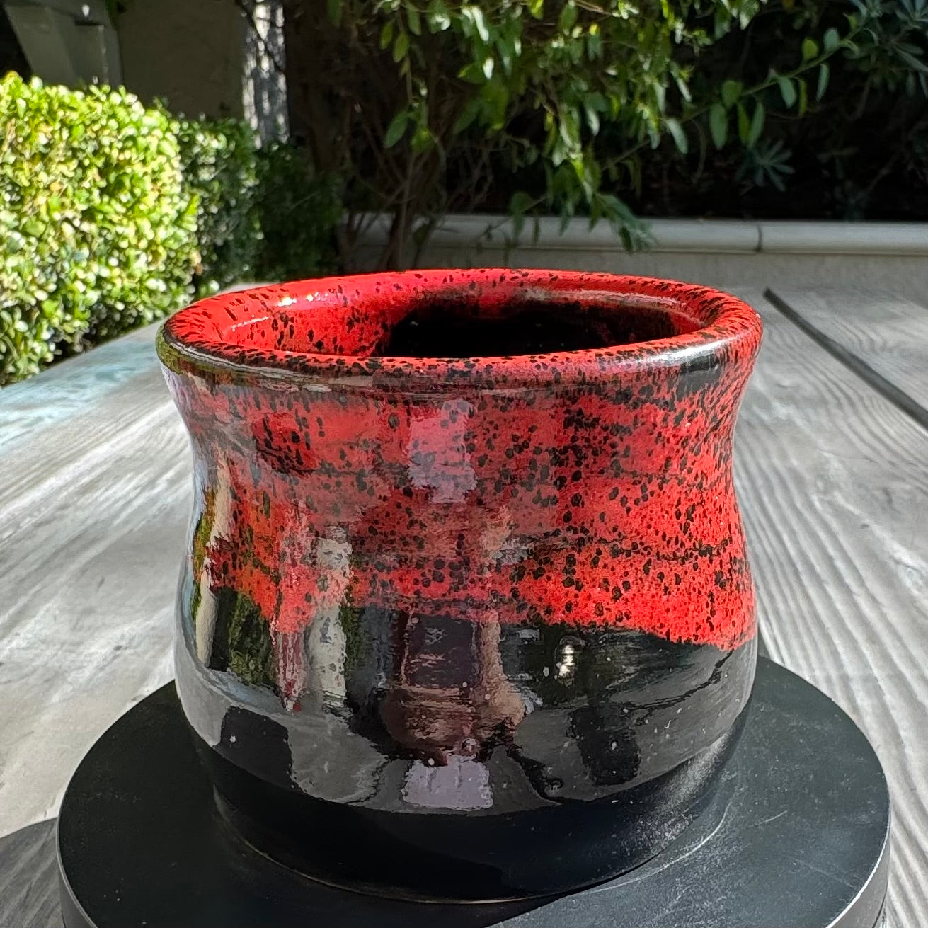 Red & Black Handmade Stoneware Tumbler | 12 oz Rustic Ceramic Cup