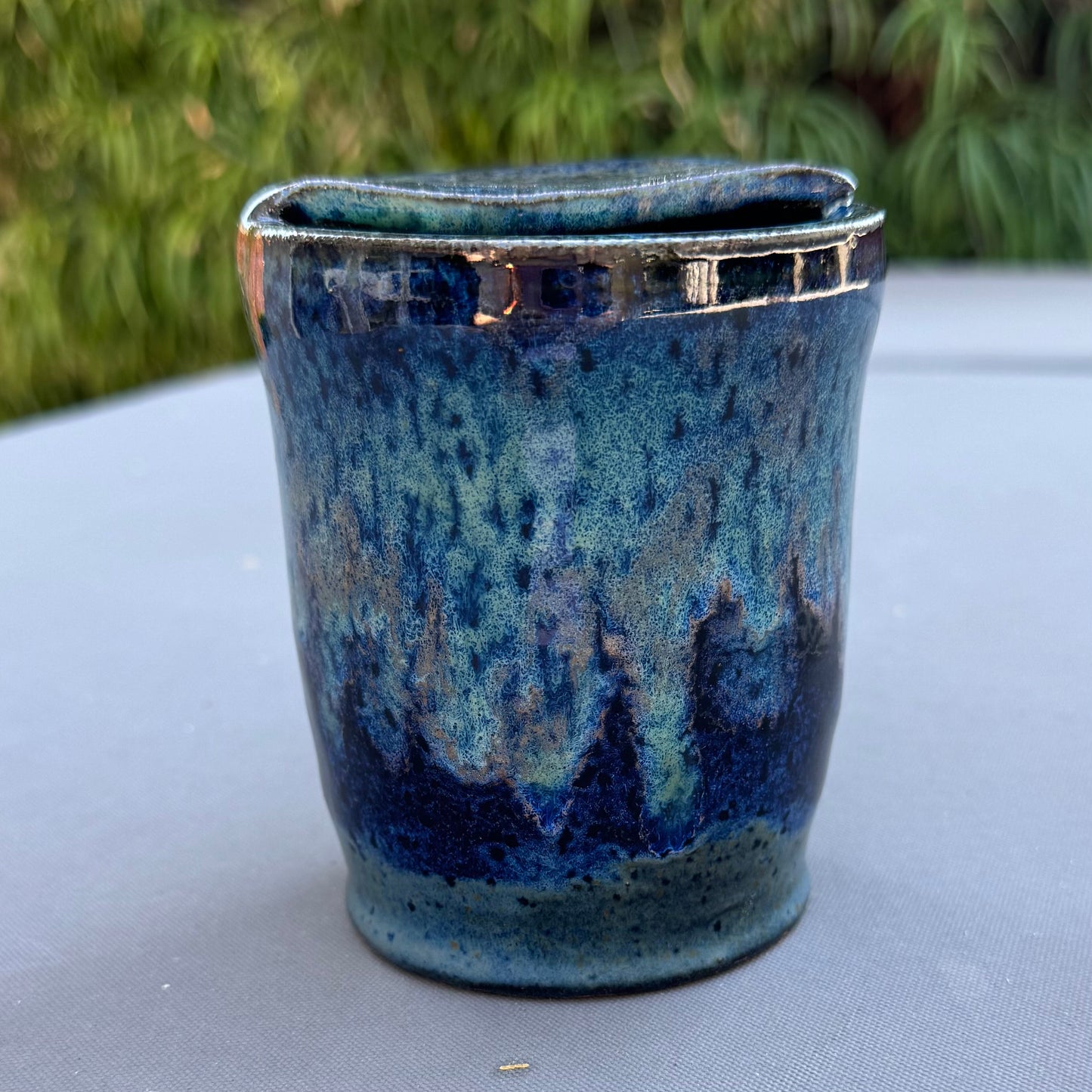Handmade Ceramic Sippy Cup | Blue Stoneware Travel Tumbler