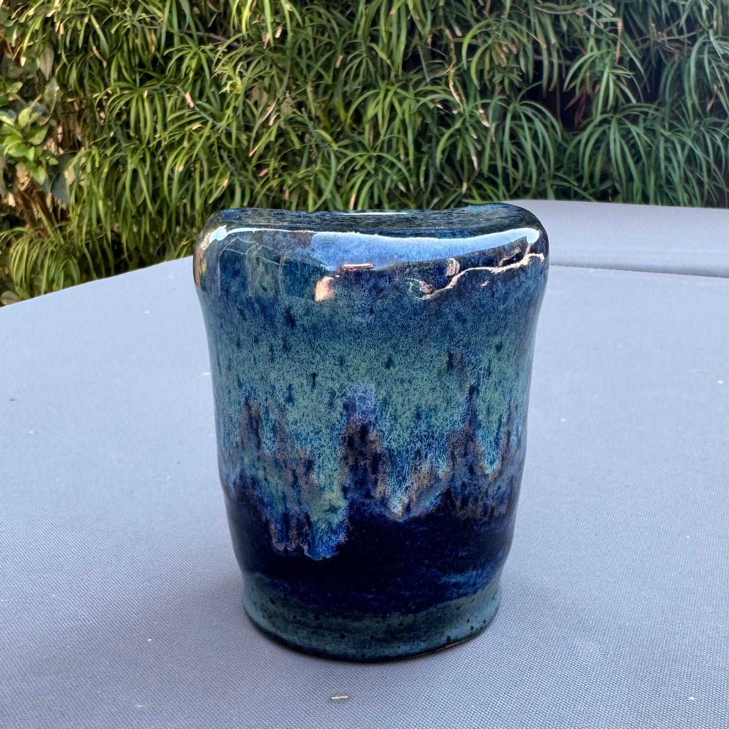 Handmade Ceramic Sippy Cup | Blue Stoneware Travel Tumbler