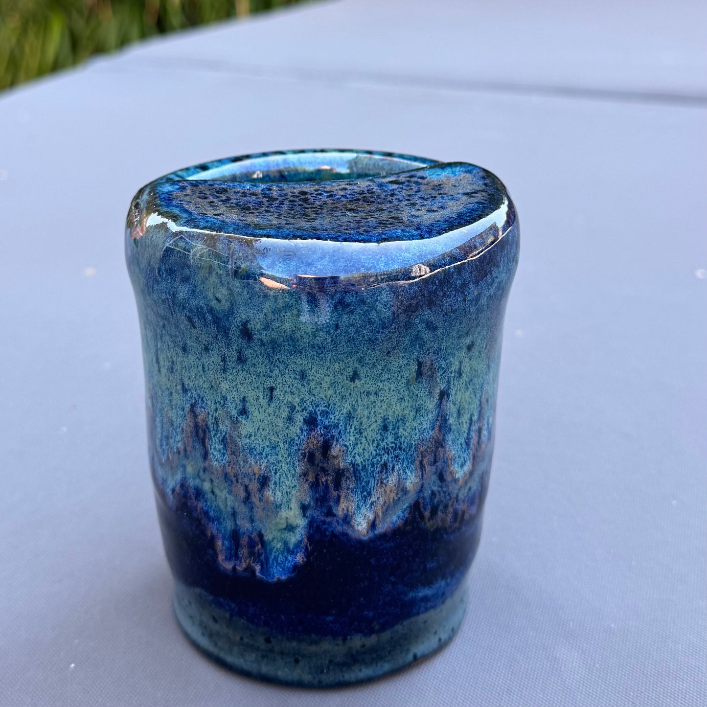 Handmade Ceramic Sippy Cup | Blue Stoneware Travel Tumbler