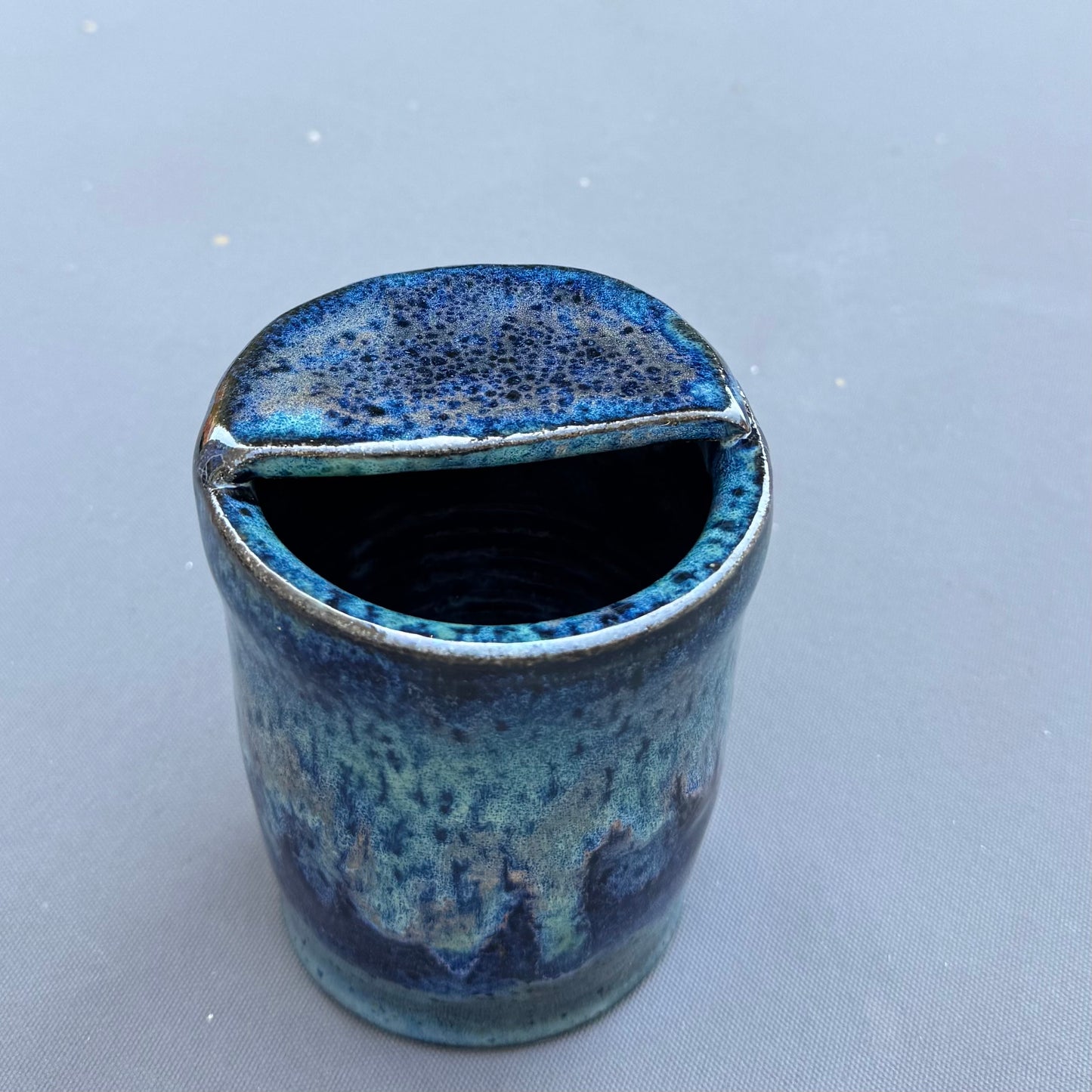 Handmade Ceramic Sippy Cup | Blue Stoneware Travel Tumbler