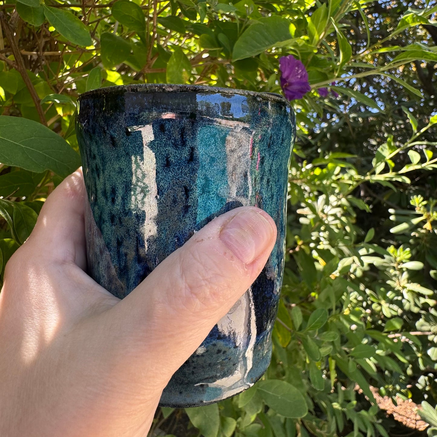 Handmade Ceramic Sippy Cup | Blue Stoneware Travel Tumbler