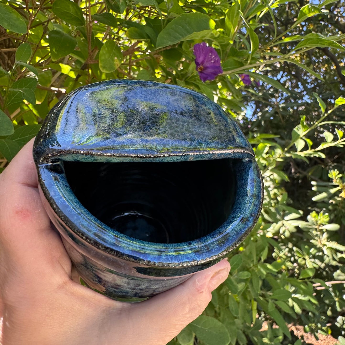 Handmade Ceramic Sippy Cup | Blue Stoneware Travel Tumbler