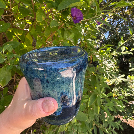 Handmade Ceramic Sippy Cup | Blue Stoneware Travel Tumbler