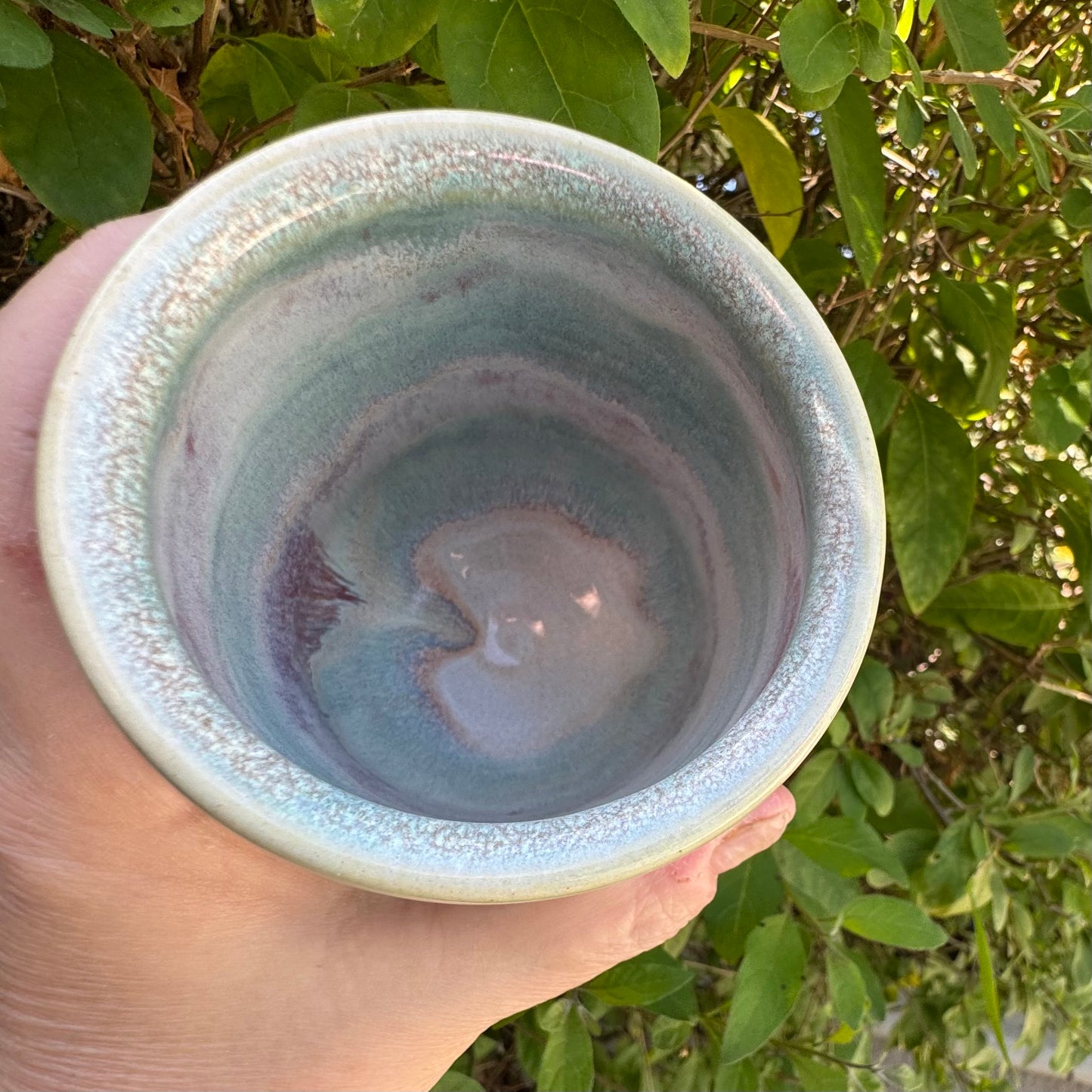 Handmade Pink & Aqua Ceramic Tumbler | 12 oz Stoneware Cup